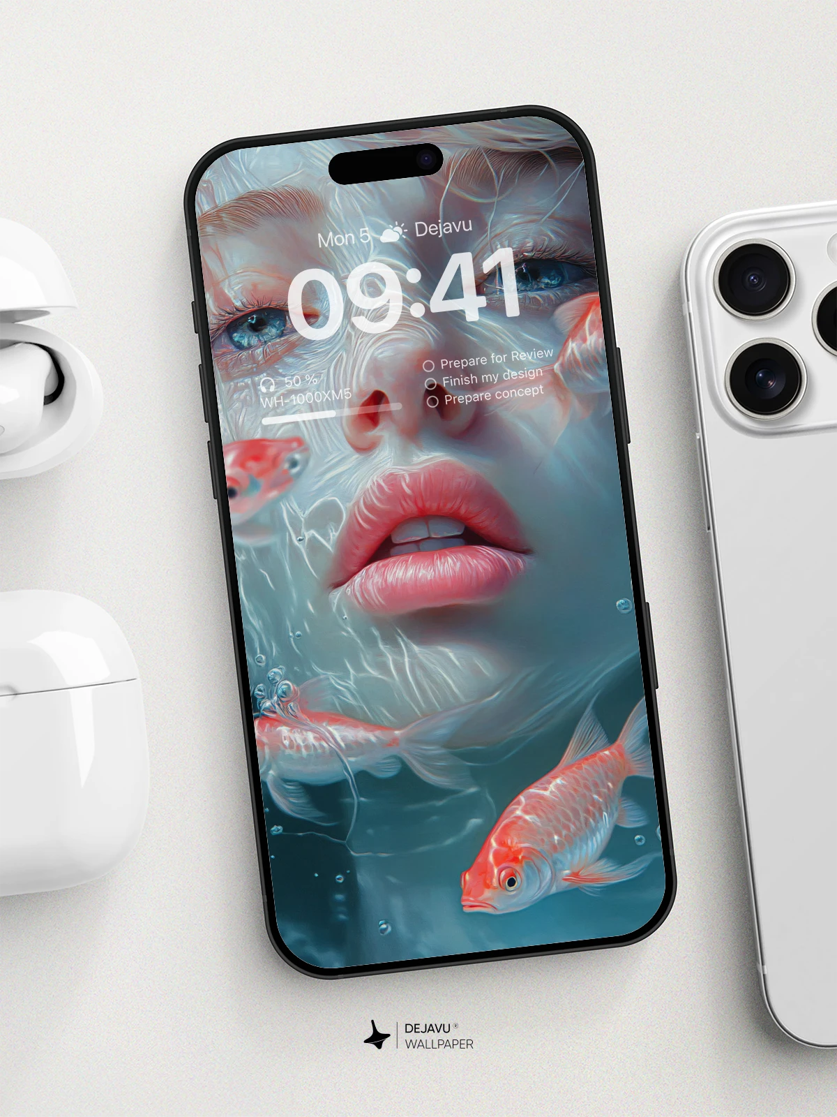 8K Abstract Art: Underwater Fantasy with Goldfish