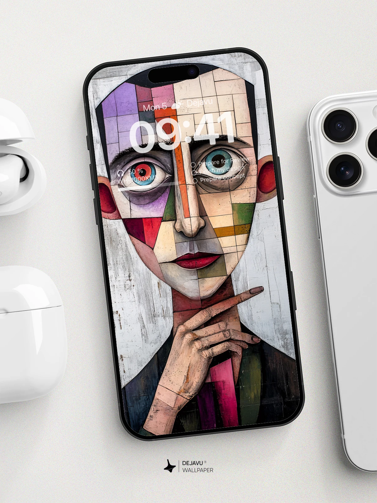 8K Abstract Cubist Portrait Wallpaper