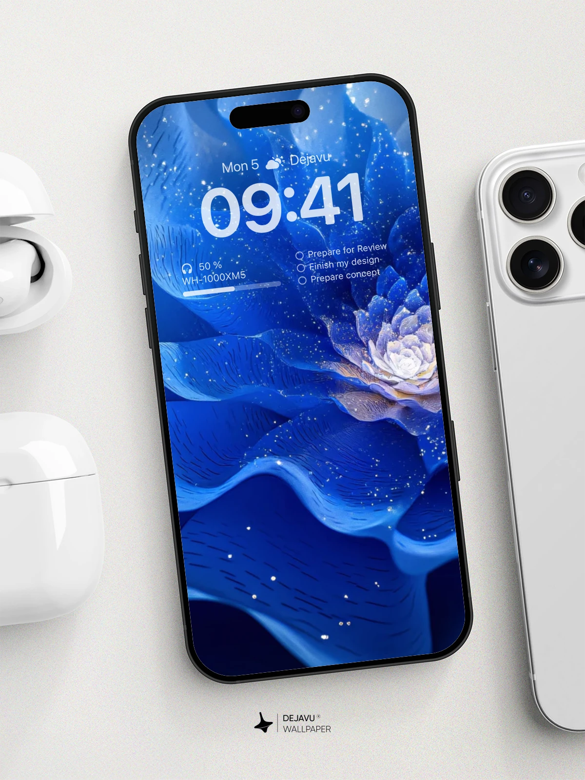 8K Abstract Blue Flower Wallpaper