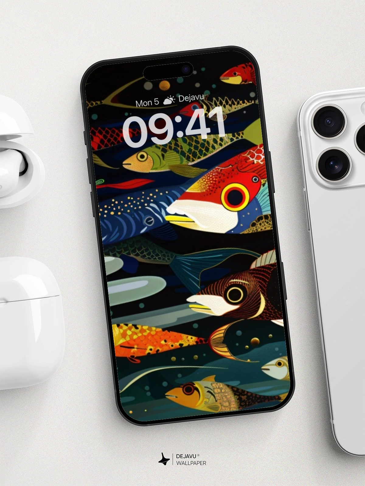 8K Abstract Fish Illustration: Aesthetic and Colorful Wallpaper