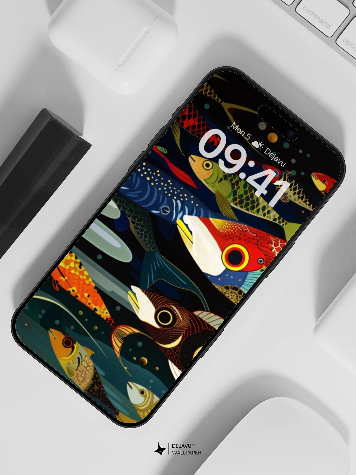 8K Abstract Fish Illustration: Aesthetic and Colorful Wallpaper