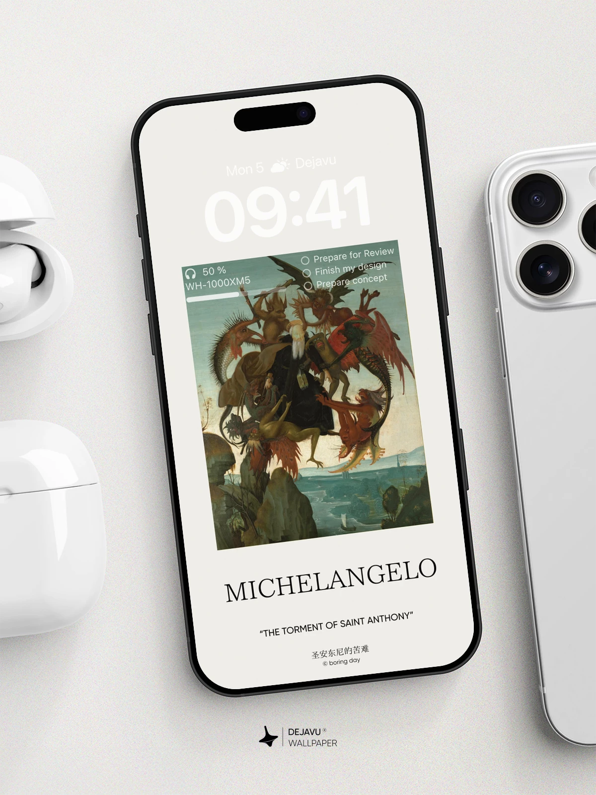 8K Minimal Aesthetic iPhone & Android Wallpaper: Michelangelo's 'The Torment of Saint Anthony'