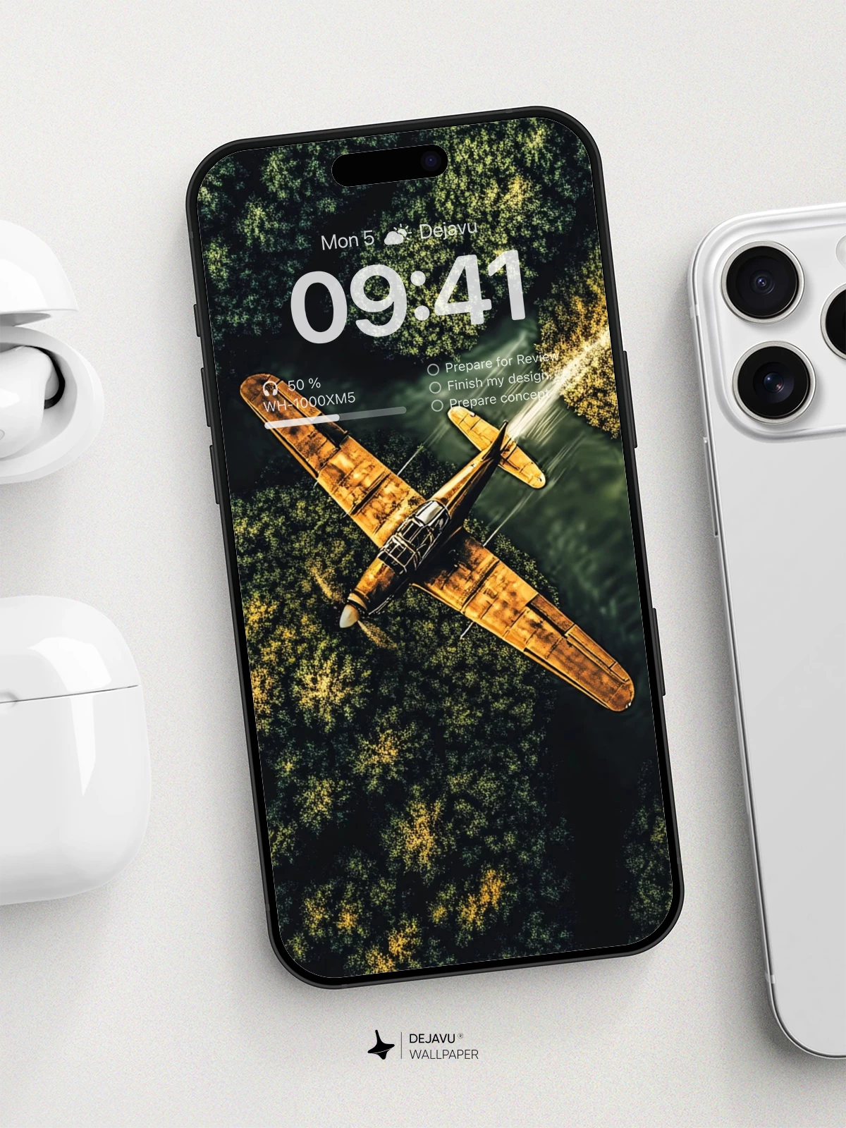 Vintage Plane Over Forest Wallpaper 8K For iPhone