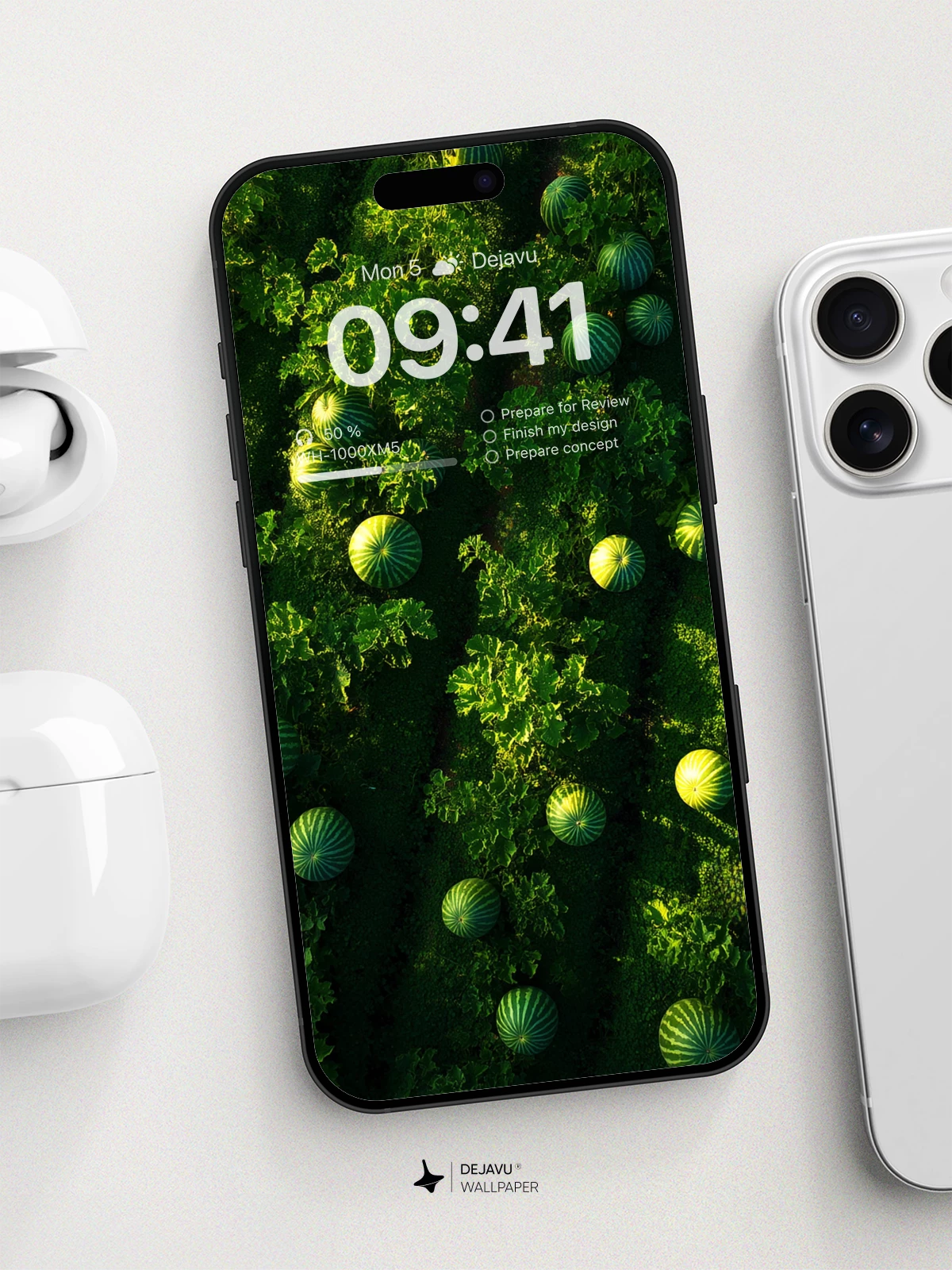 Lush Greenery and Watermelons Wallpaper 8K