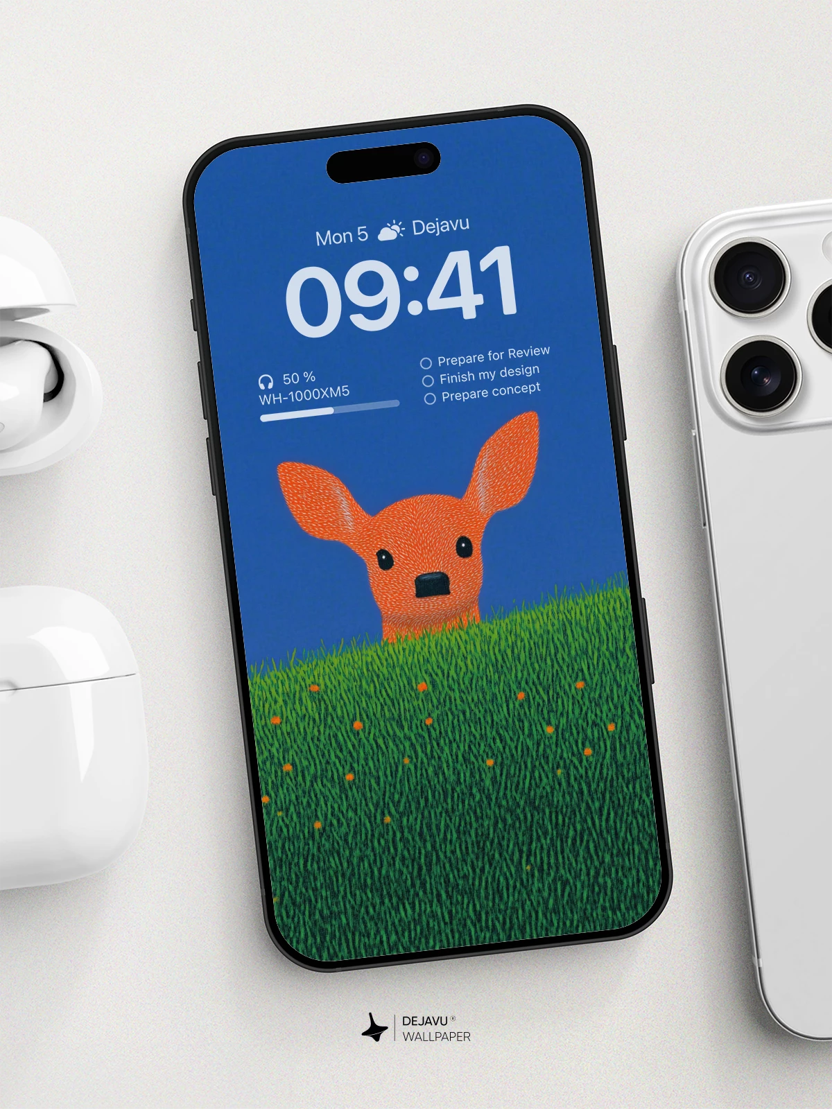 Whimsical Deer In Grass Wallpaper 8K For Phone