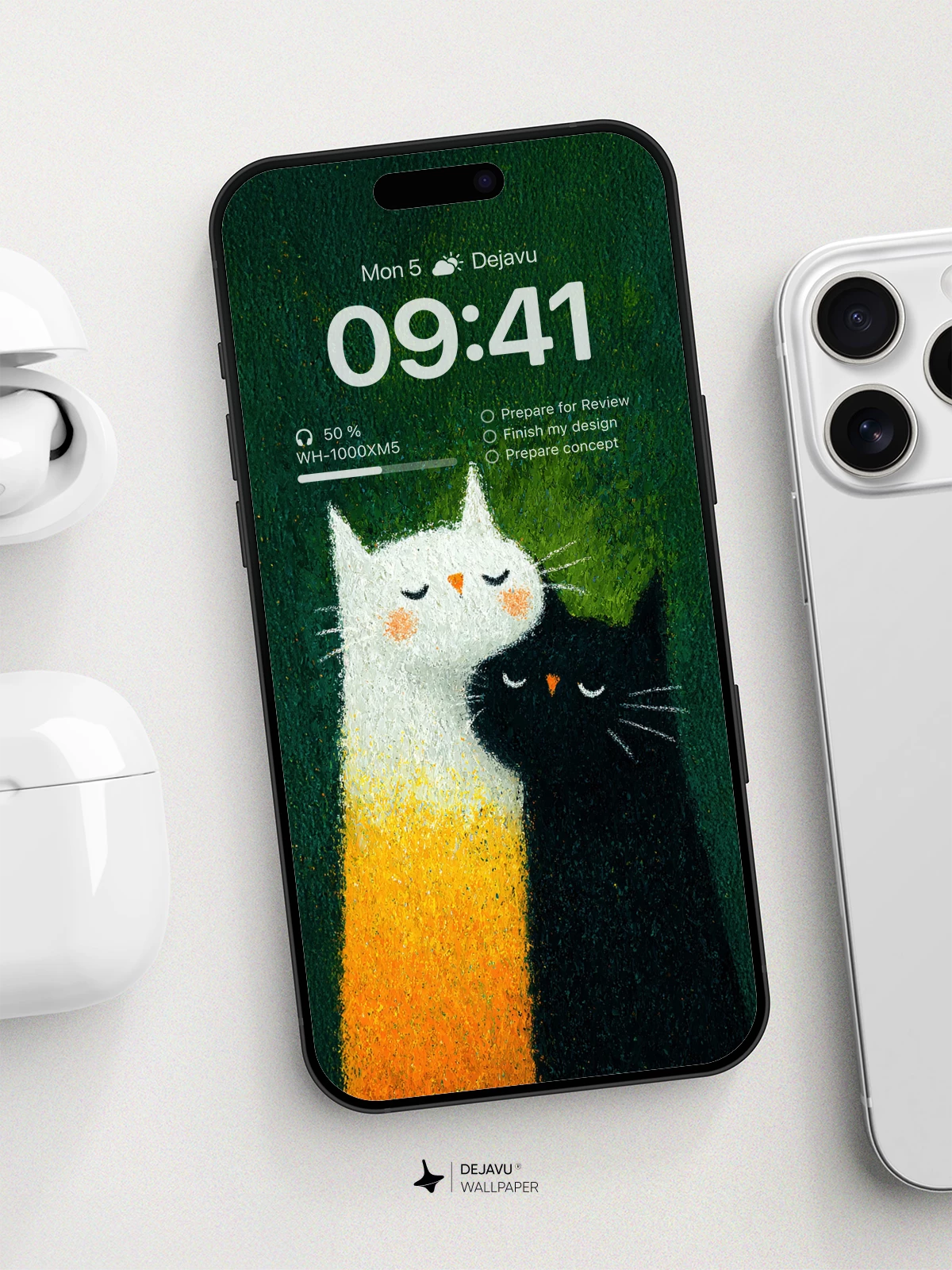 Whimsical Cats Embrace Wallpaper 8K For Phone
