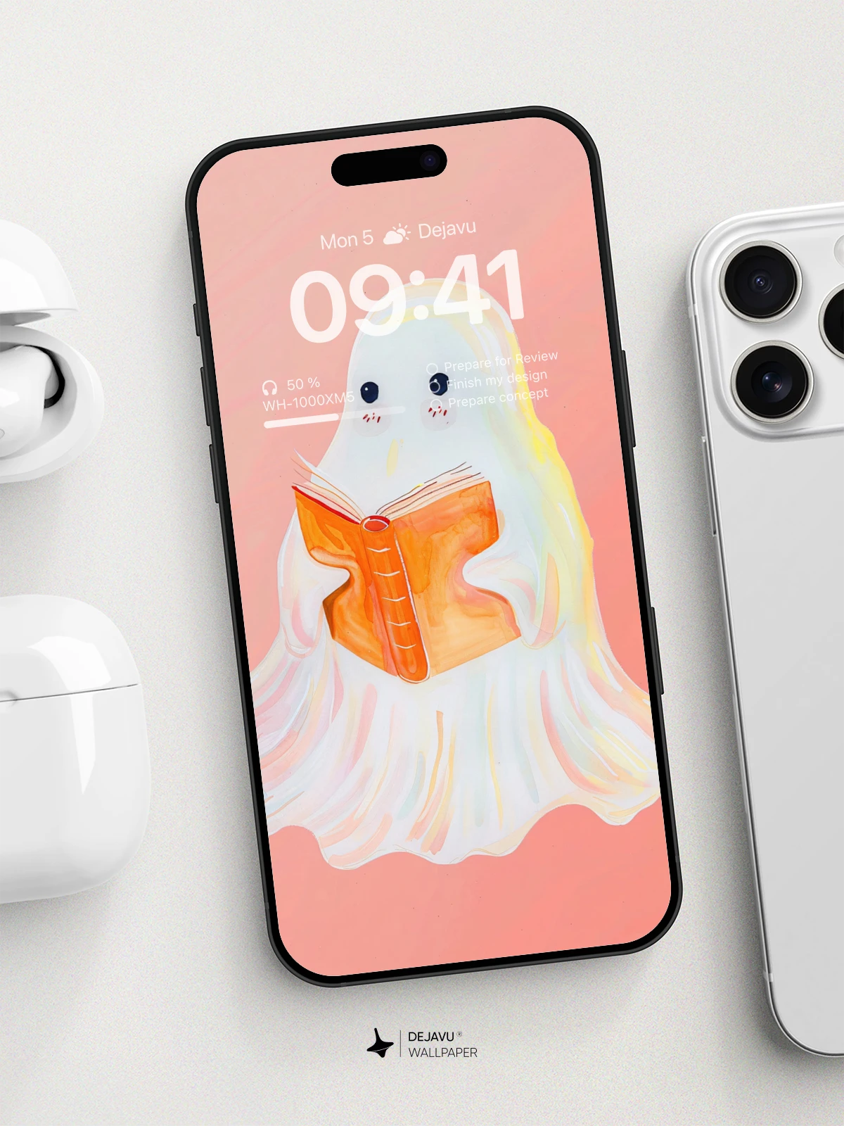 Whimsical Ghost Wallpaper 8K for iPhone