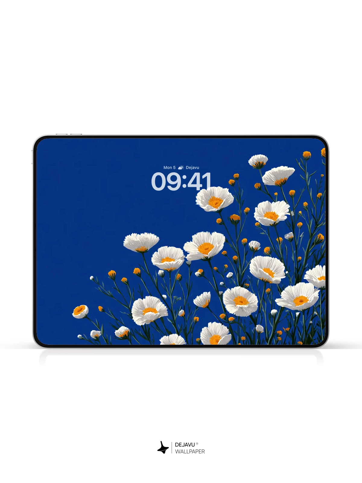 White Flowers on Blue Wallpaper 8K for iPhone