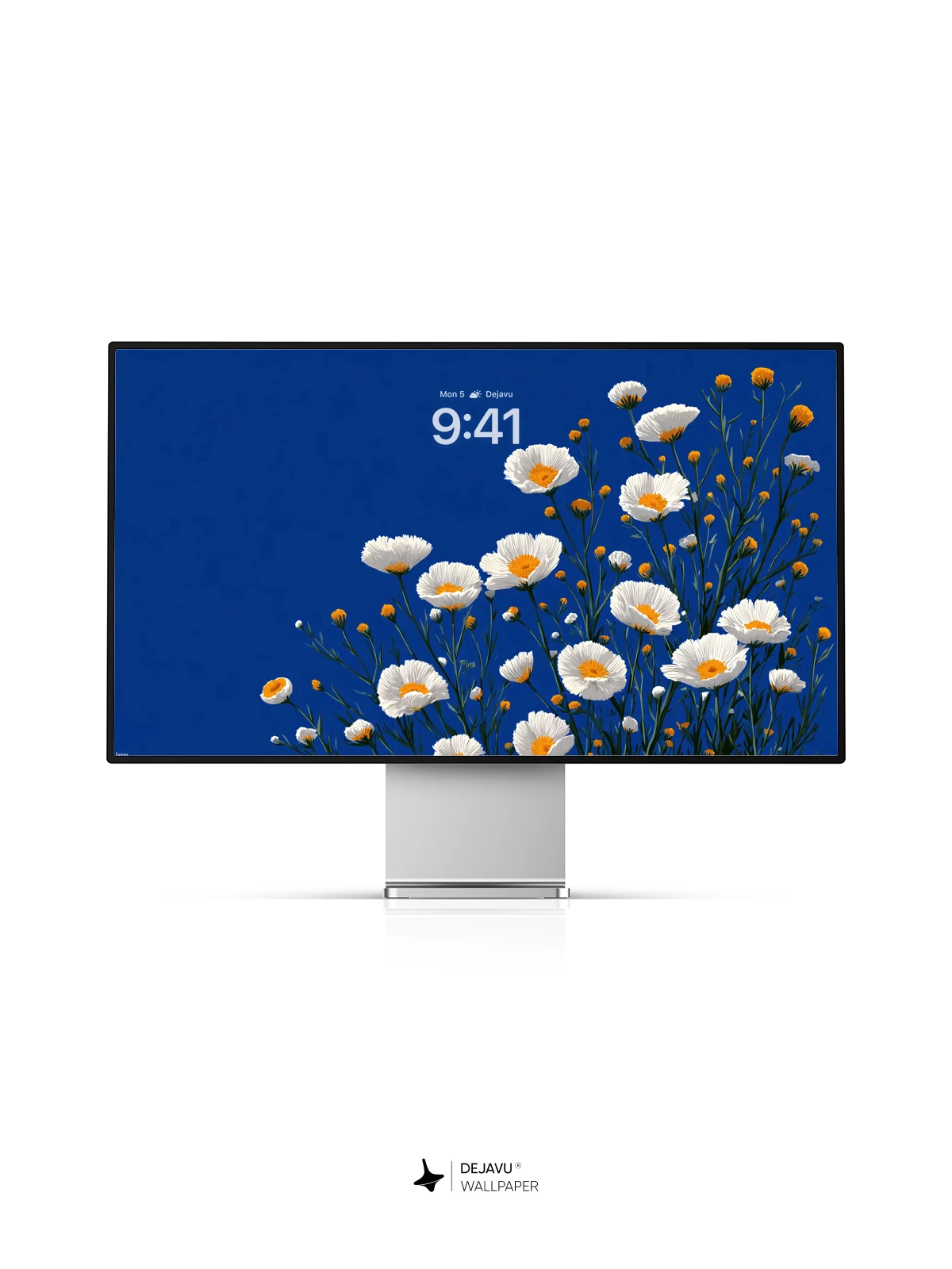 White Flowers on Blue Wallpaper 8K for iPhone