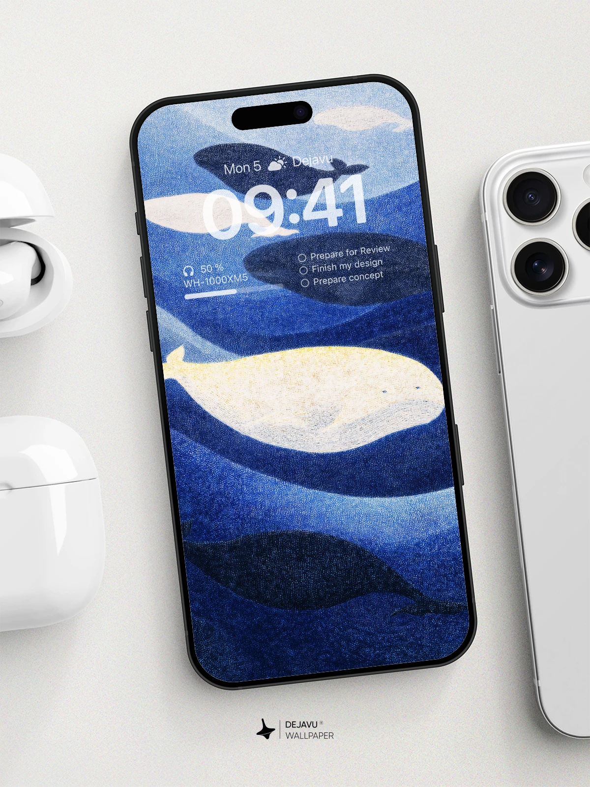 Whimsical Whale Wallpaper 8K for iPhone