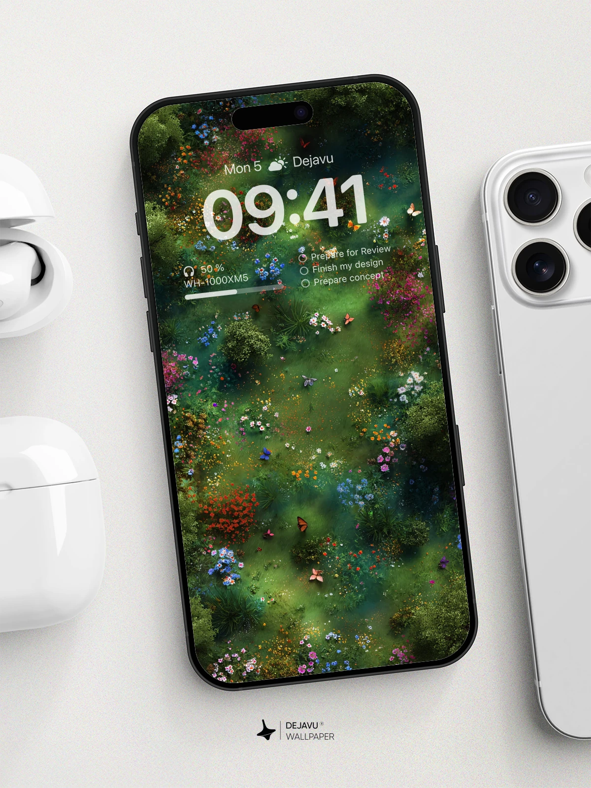 8K Aesthetic Nature Wallpaper: Vibrant Garden with Butterflies