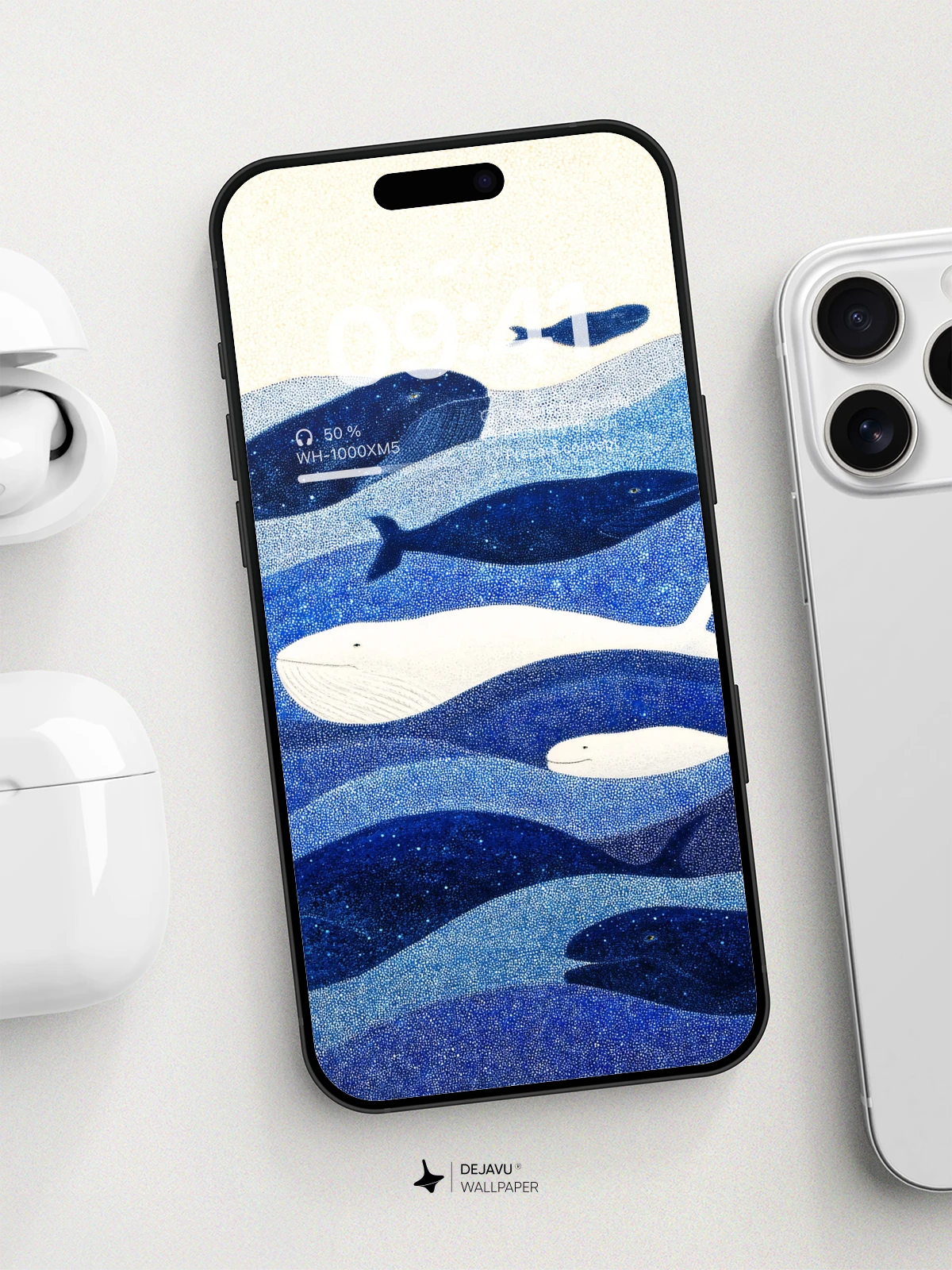 Whimsical Whale Wallpaper 8K for iPhone