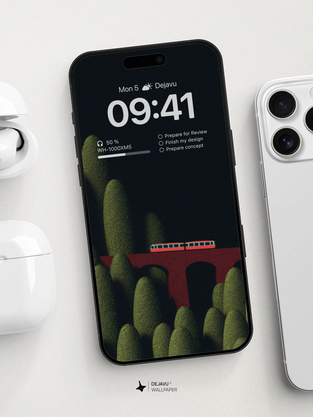 Surreal Bridge Over Green Peaks Wallpaper 8K For Phone