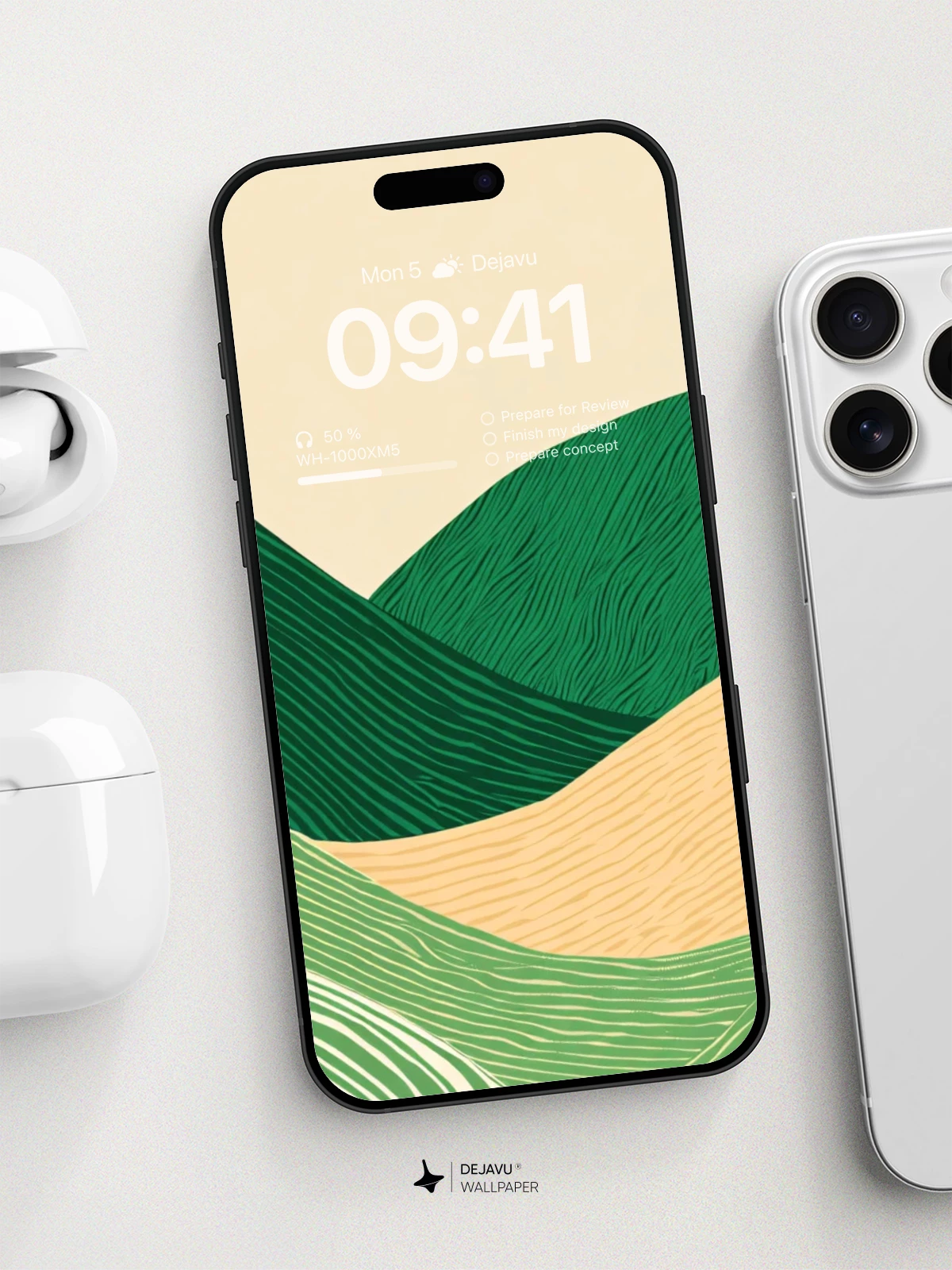 Wavy Green Landscape Wallpaper 8K For Phone