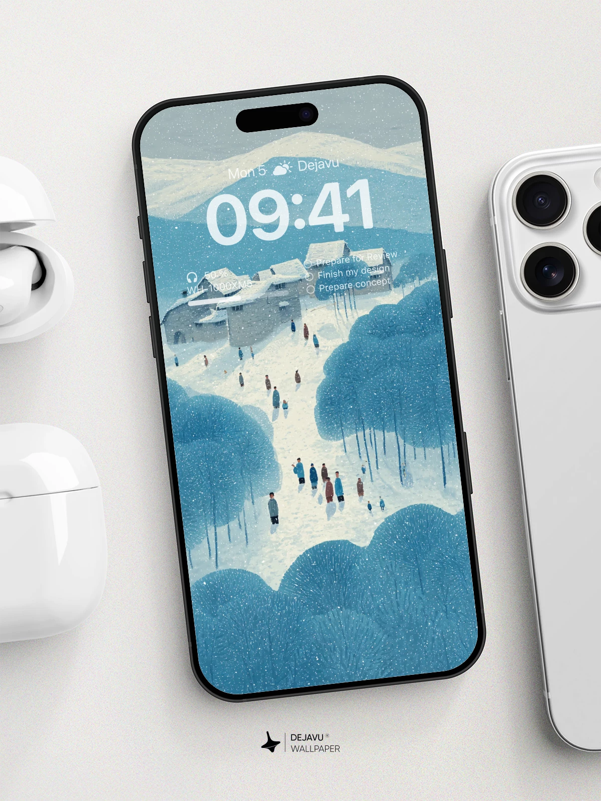 Winter Village Serenity Wallpaper 8K For iPhone