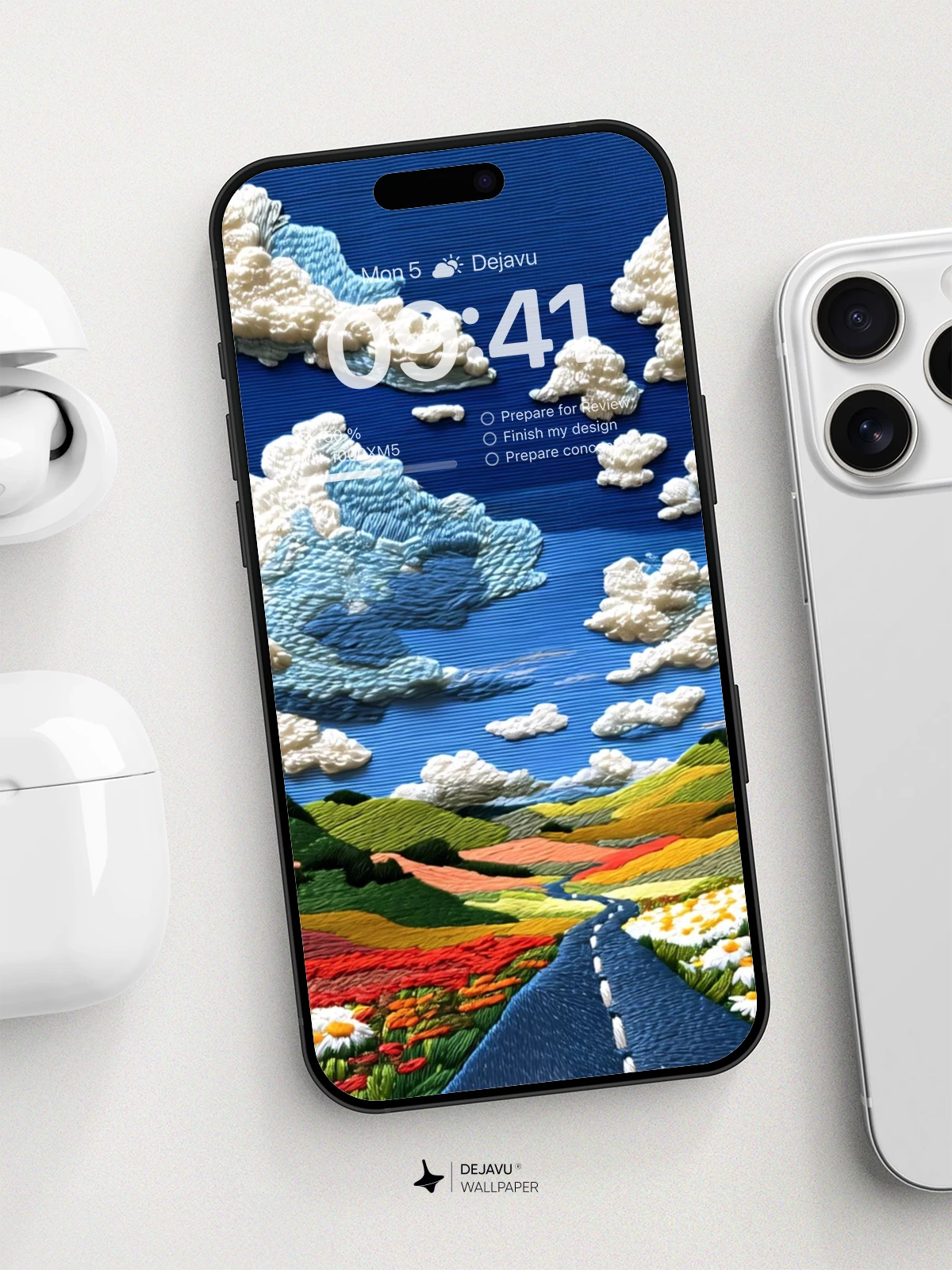 Vibrant Landscape Embroidery Wallpaper 8K For iPhone