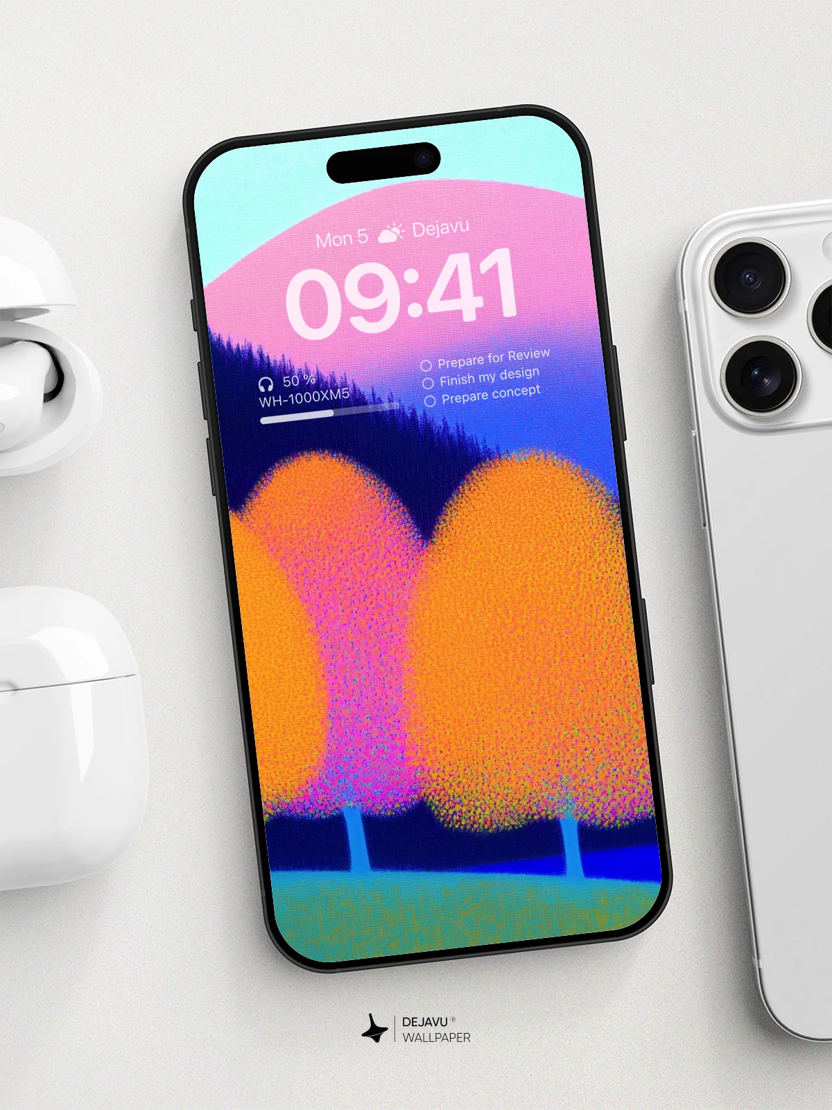 Vibrant Sunset Trees Wallpaper 8K For Phone