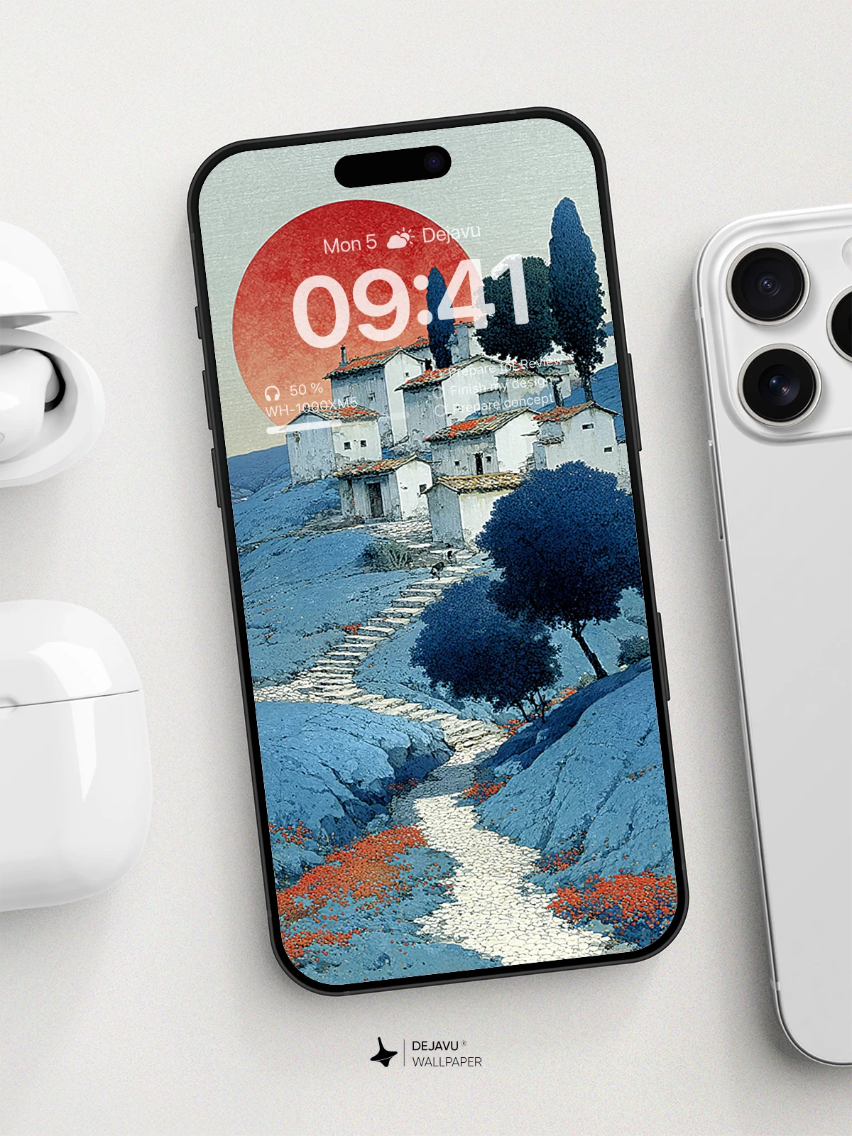 Surreal Village Sunset Wallpaper 8K For Phone