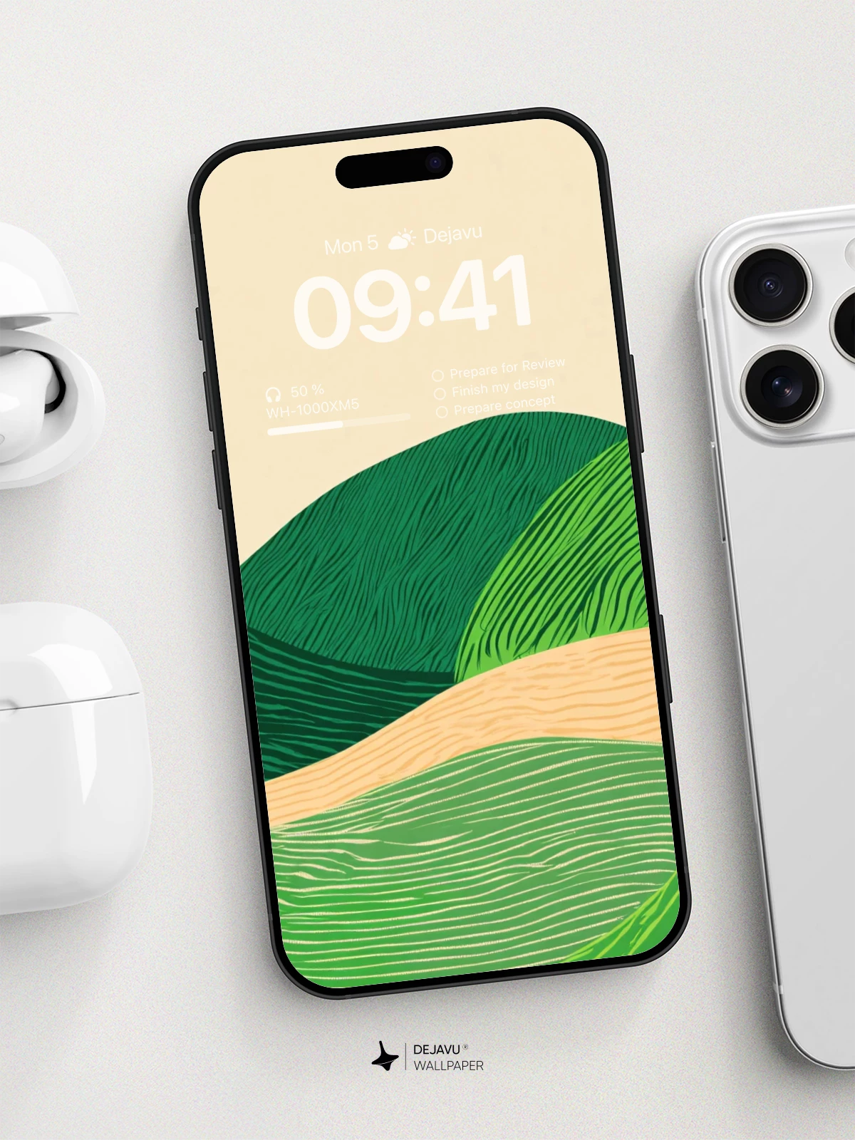 Wavy Green Landscape Wallpaper 8K For Phone