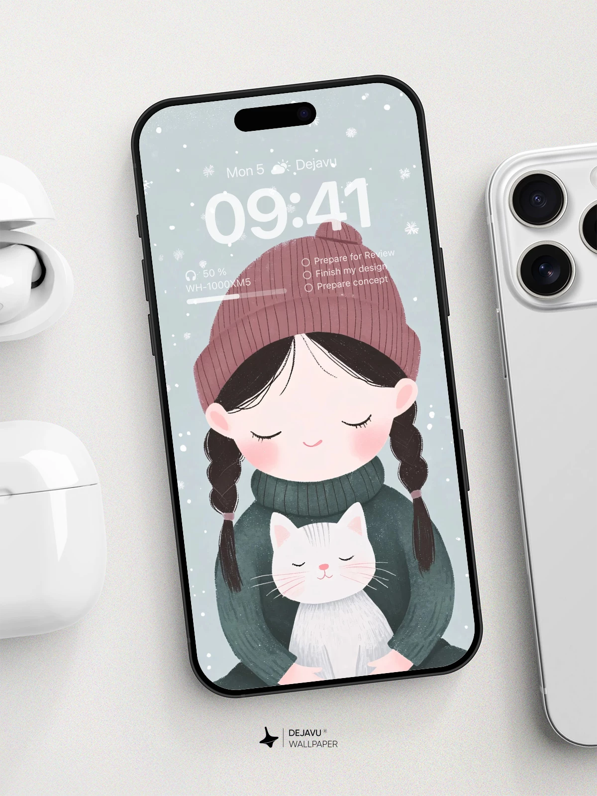 Winter Embrace Wallpaper 8K For Phone: Cute Cartoon Art Style