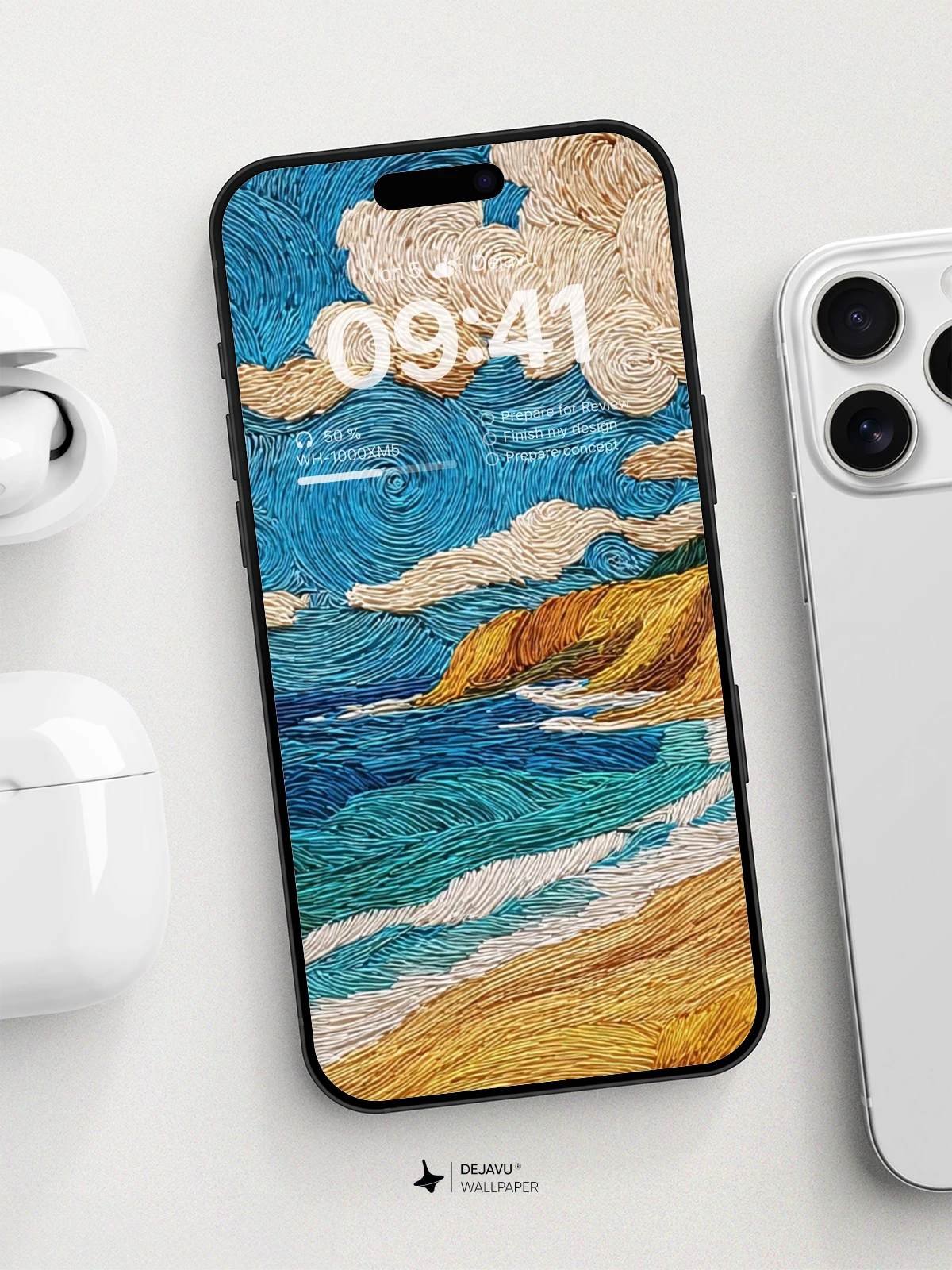 Van Gogh Inspired Coastal Symphony Wallpaper 8K For iPhone