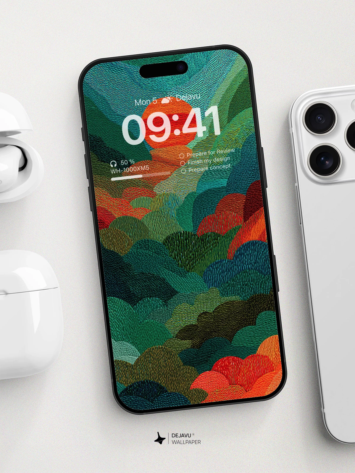 Vibrant Sunset Over Abstract Hills Wallpaper 8K For Phone