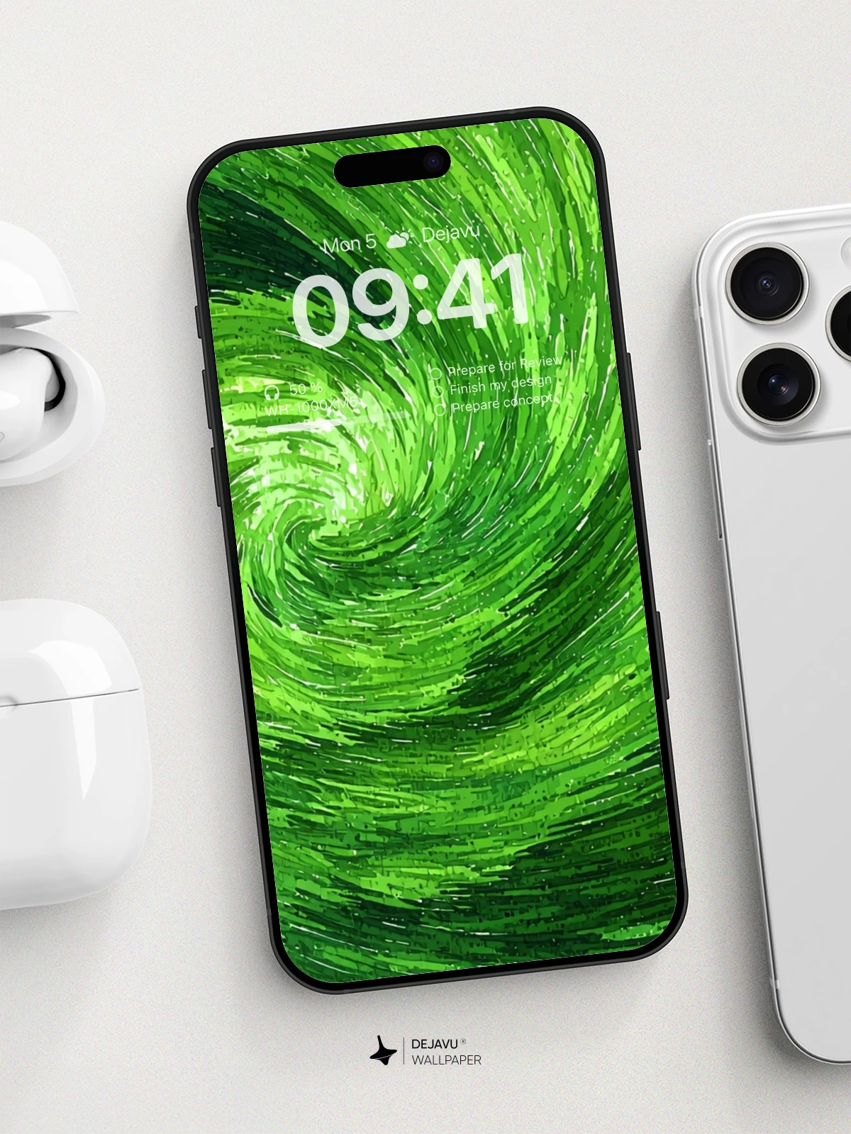 Vibrant Green Swirl Wallpaper 8K For Phone