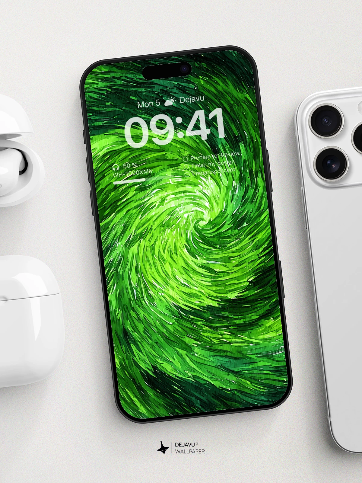 Vibrant Green Swirl Wallpaper 8K For Phone
