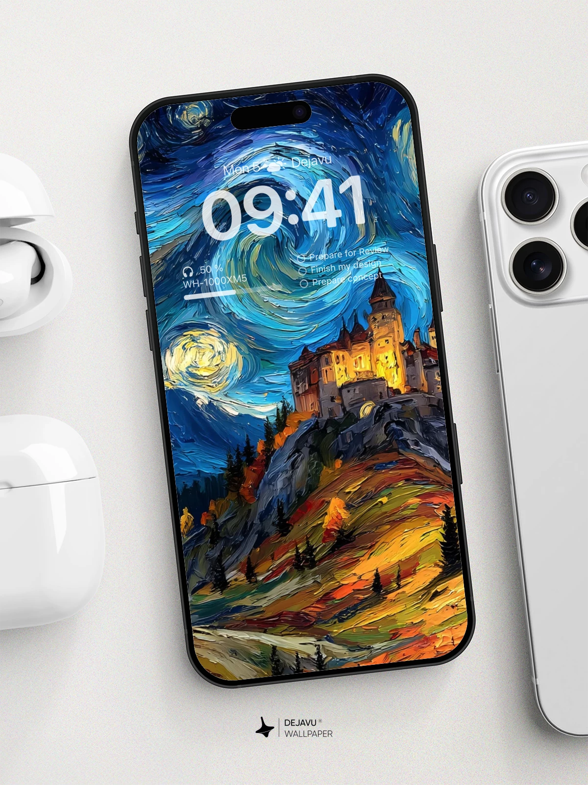 Van Gogh Inspired Castle Wallpaper 8K For Phone