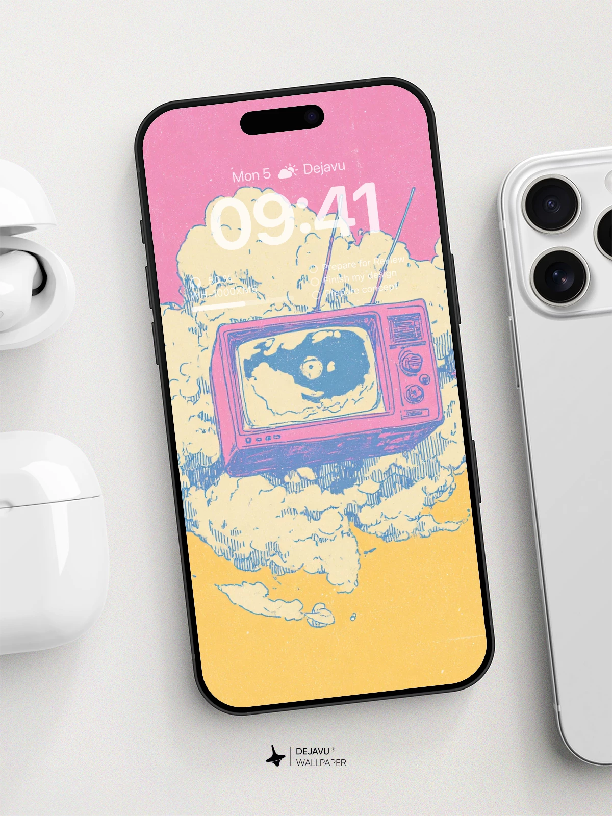 Surreal TV In Clouds Wallpaper 8K For Phone