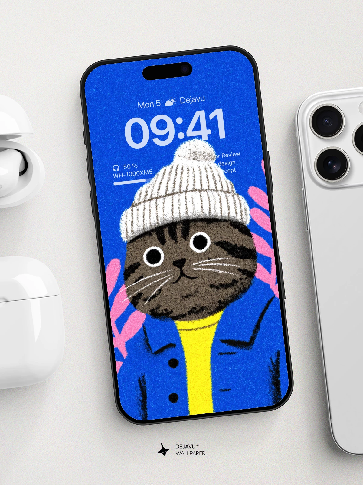Whimsical Cat In Winter Wear Wallpaper 8K for iPhone and Android