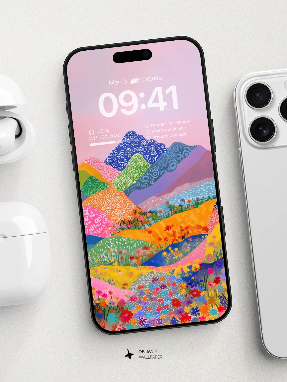 Vibrant Floral Mountains Wallpaper 8K For Phone