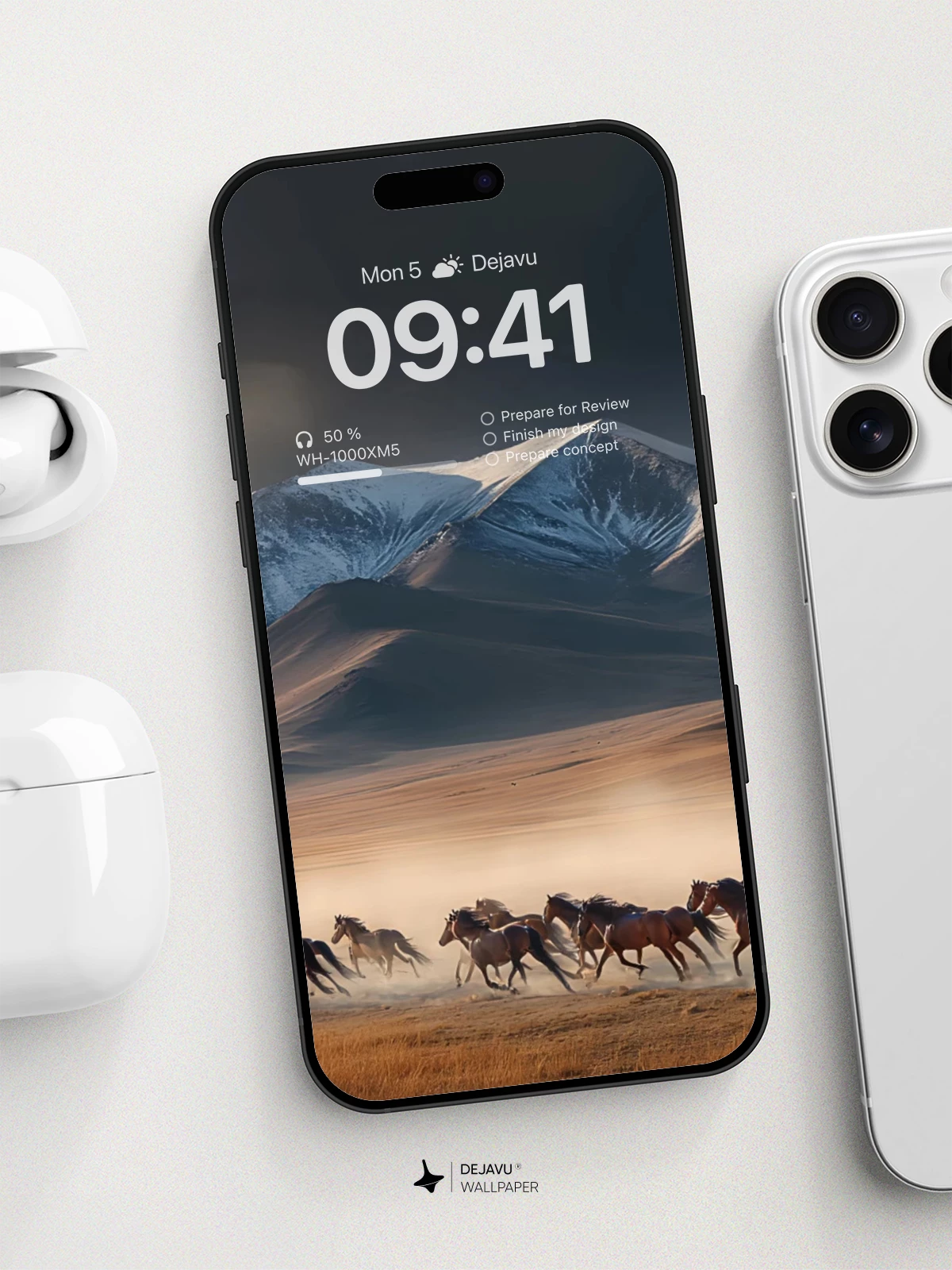 Wild Horses Galloping Through Mountain Desert Wallpaper 8K