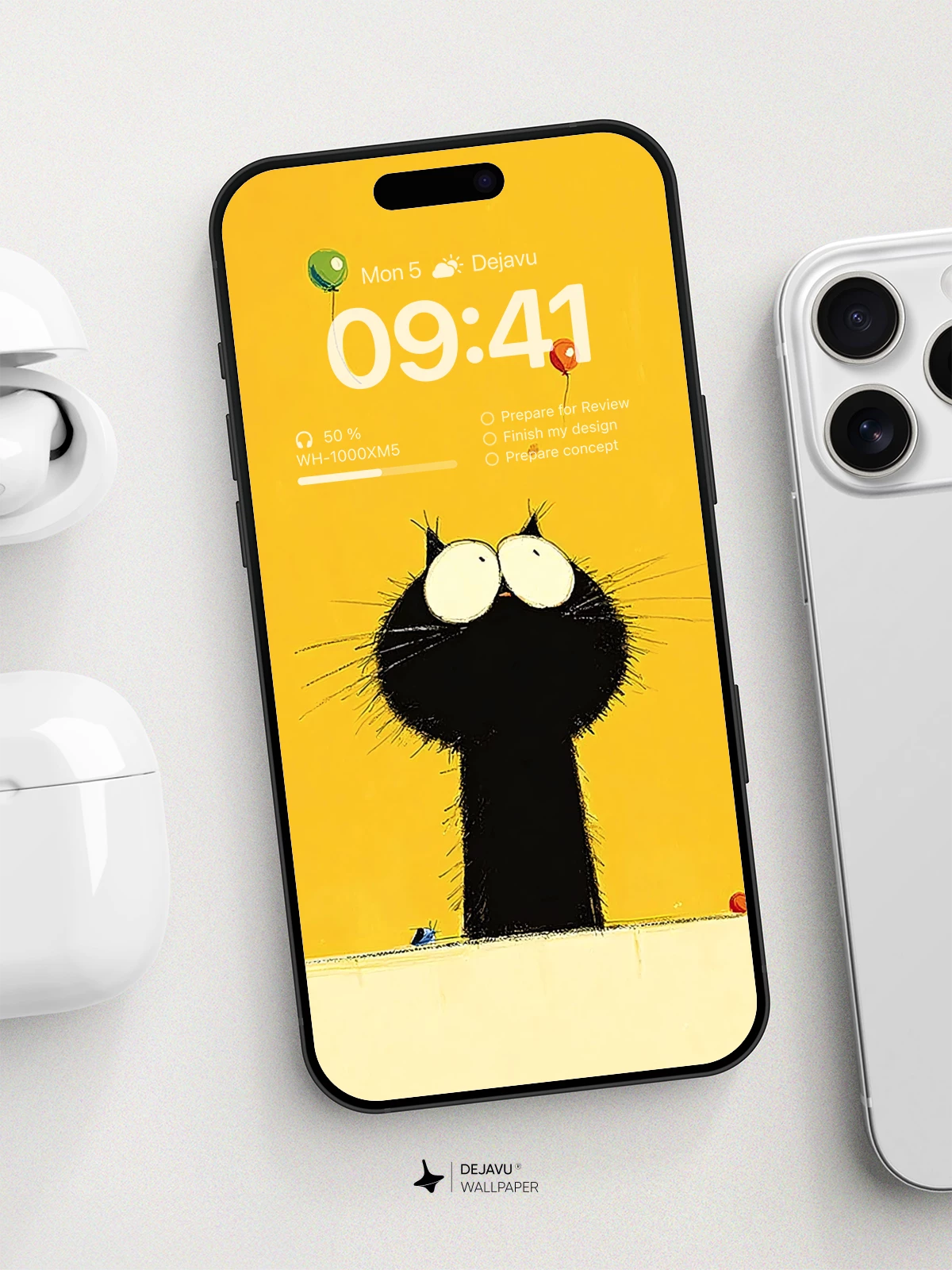 Whimsical Cat Balloon Adventure Wallpaper 8K For Phone