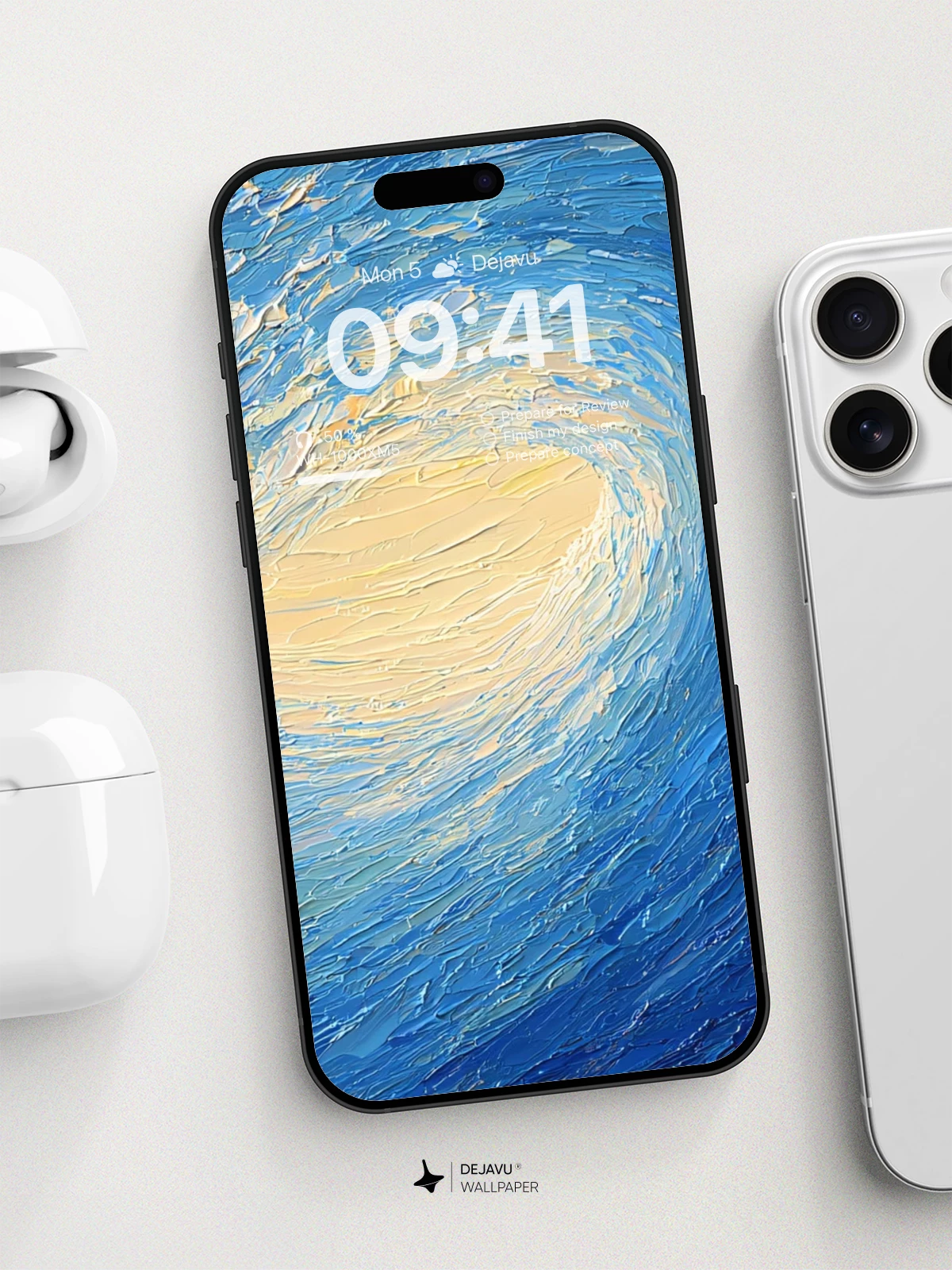 Van Gogh-Inspired Ocean Vortex Wallpaper 8K for iPhone and Android
