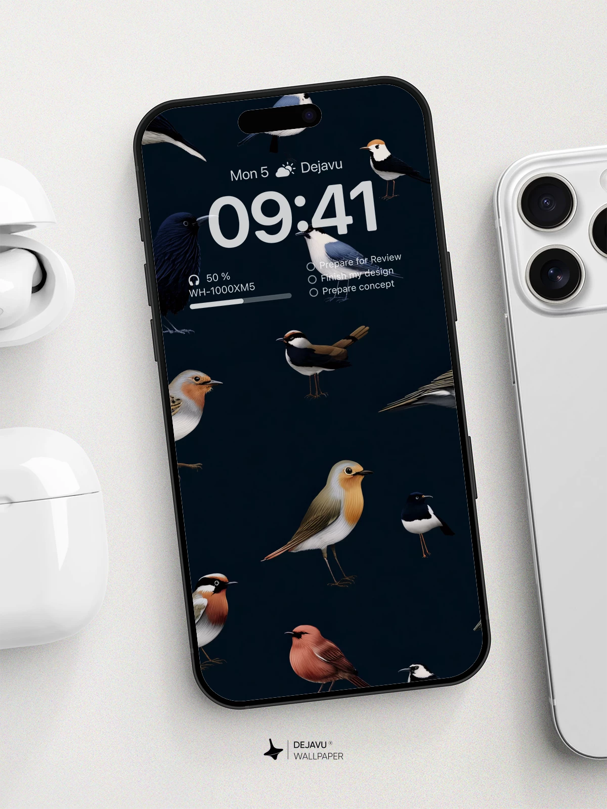 Whimsical Bird Pattern Wallpaper 8K for iPhone and Android