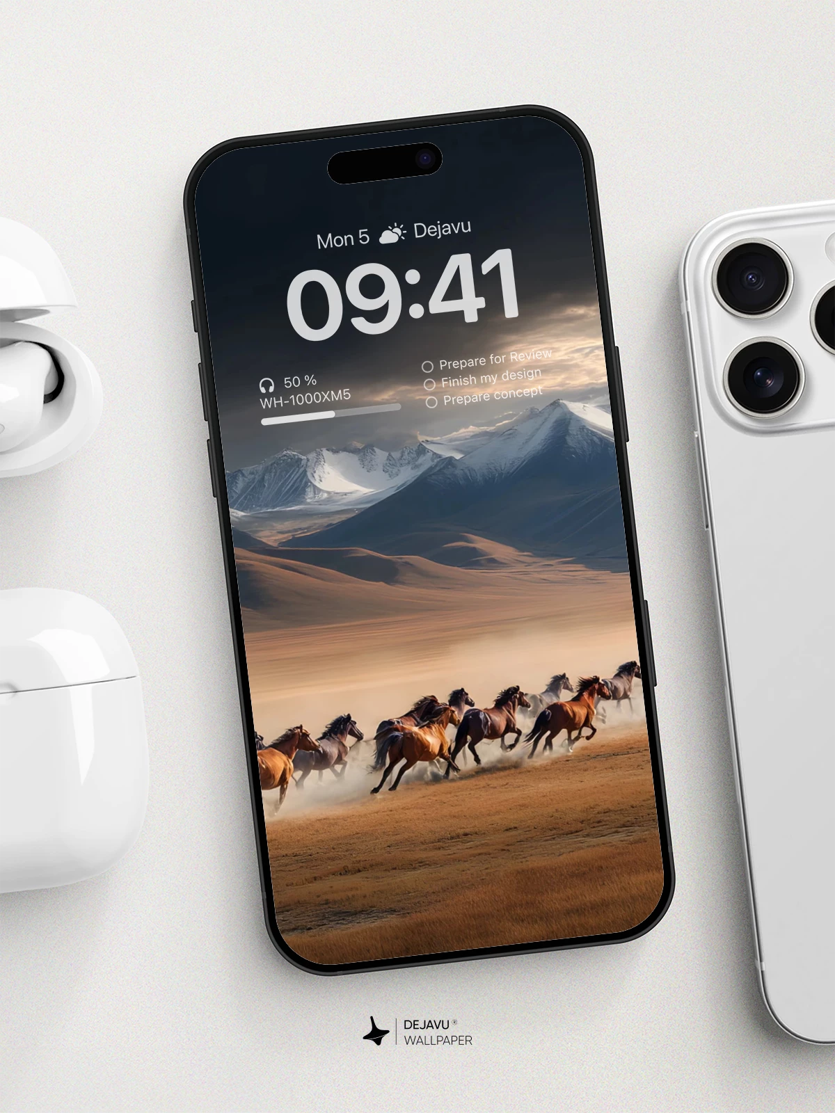 Wild Horses Galloping Across Desert Plains Wallpaper 8K for iPhone and Android