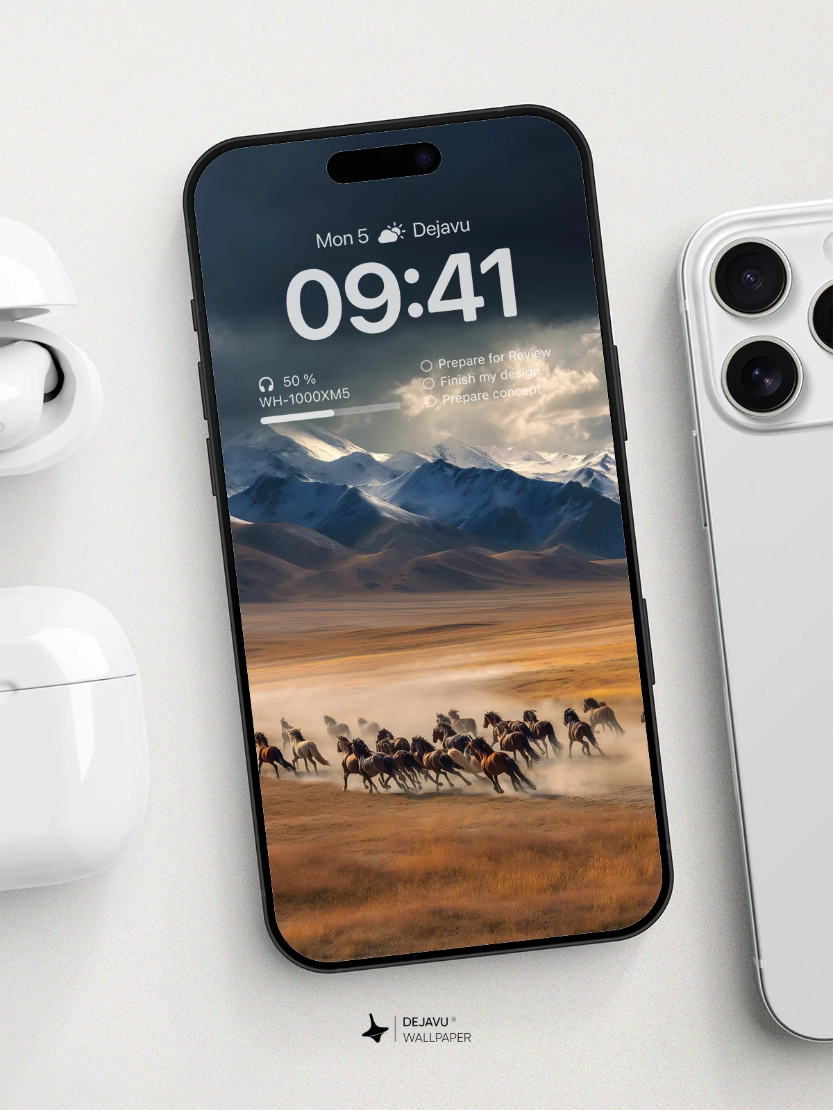 Wild Horses Galloping Through Mountain Plains Wallpaper 8K