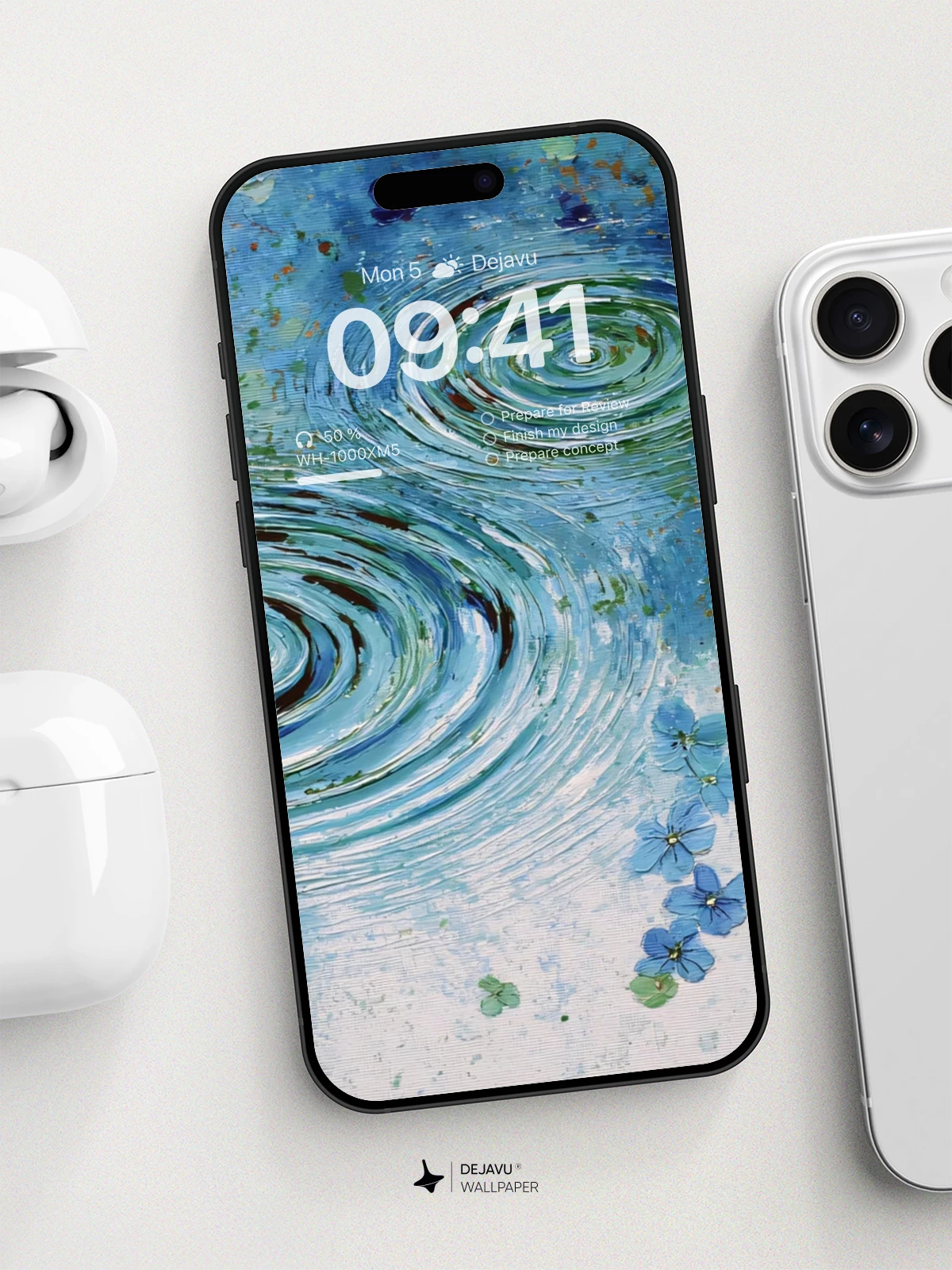 Watercolor Ripple Garden Wallpaper 8K for iPhone and Android