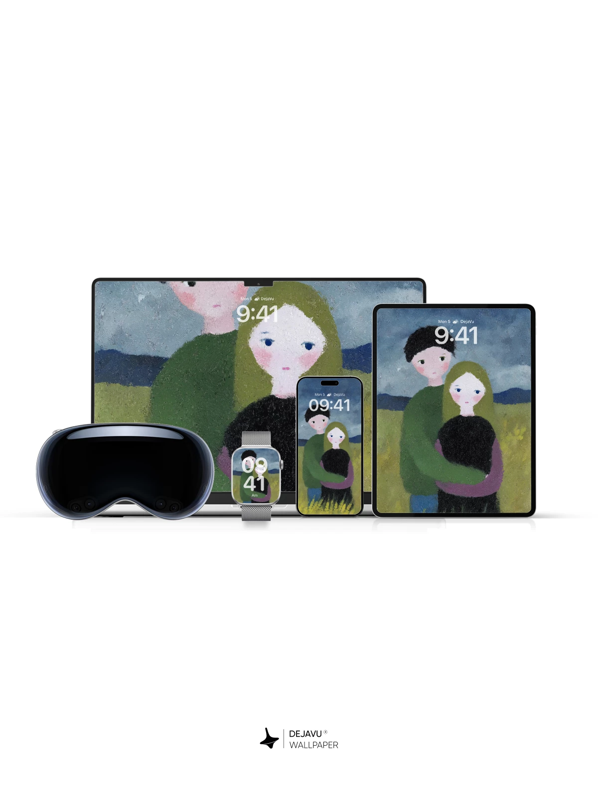 Whimsical Couple in Field Wallpaper 8K for iPhone and Android