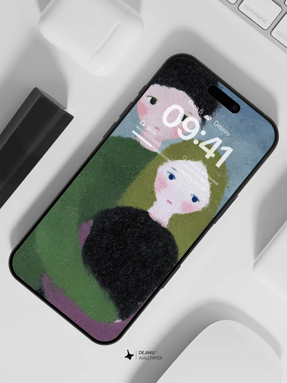 Whimsical Couple in Field Wallpaper 8K for iPhone and Android