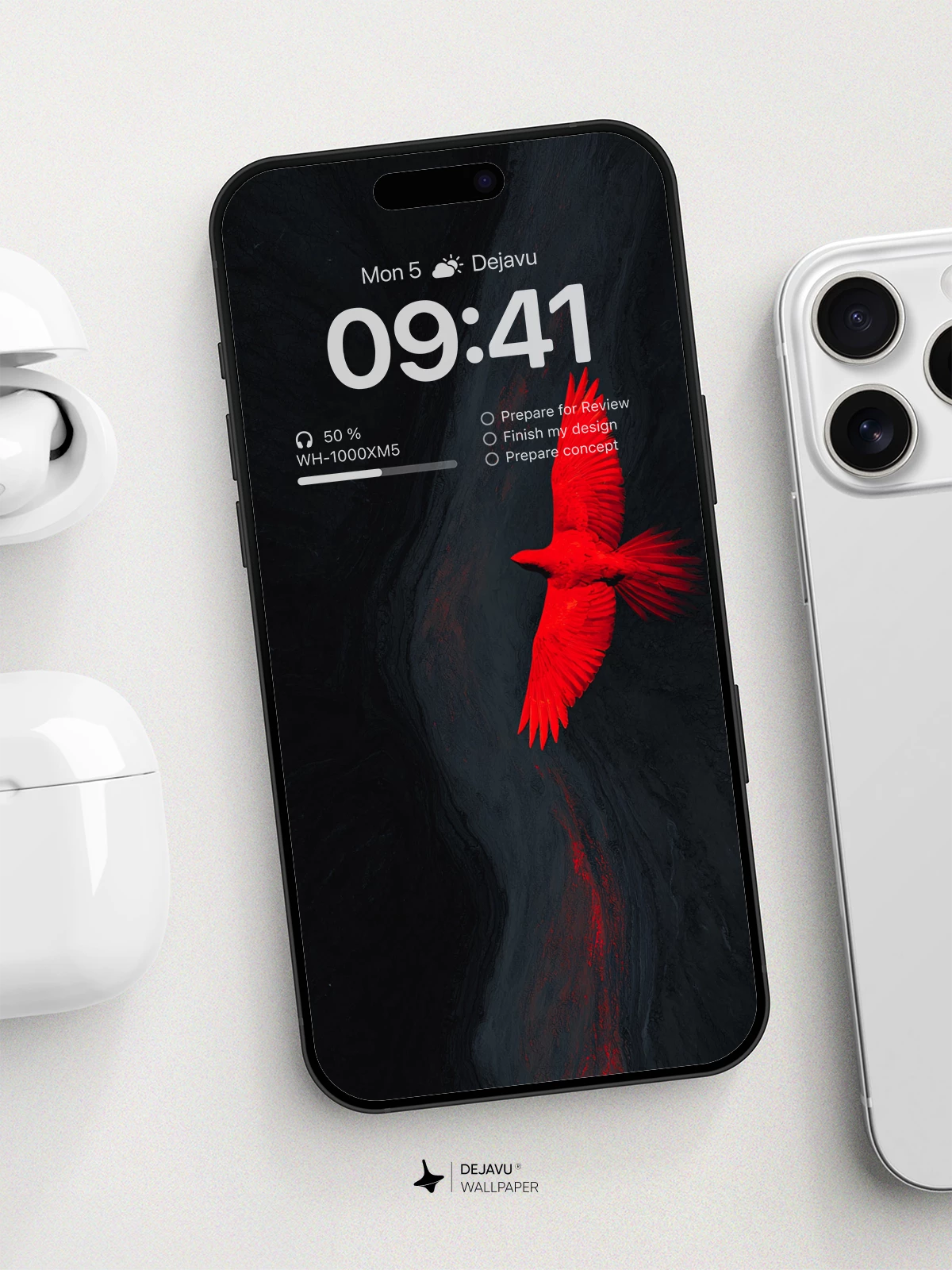 Vibrant Red Bird Flight Wallpaper 8K For Phone