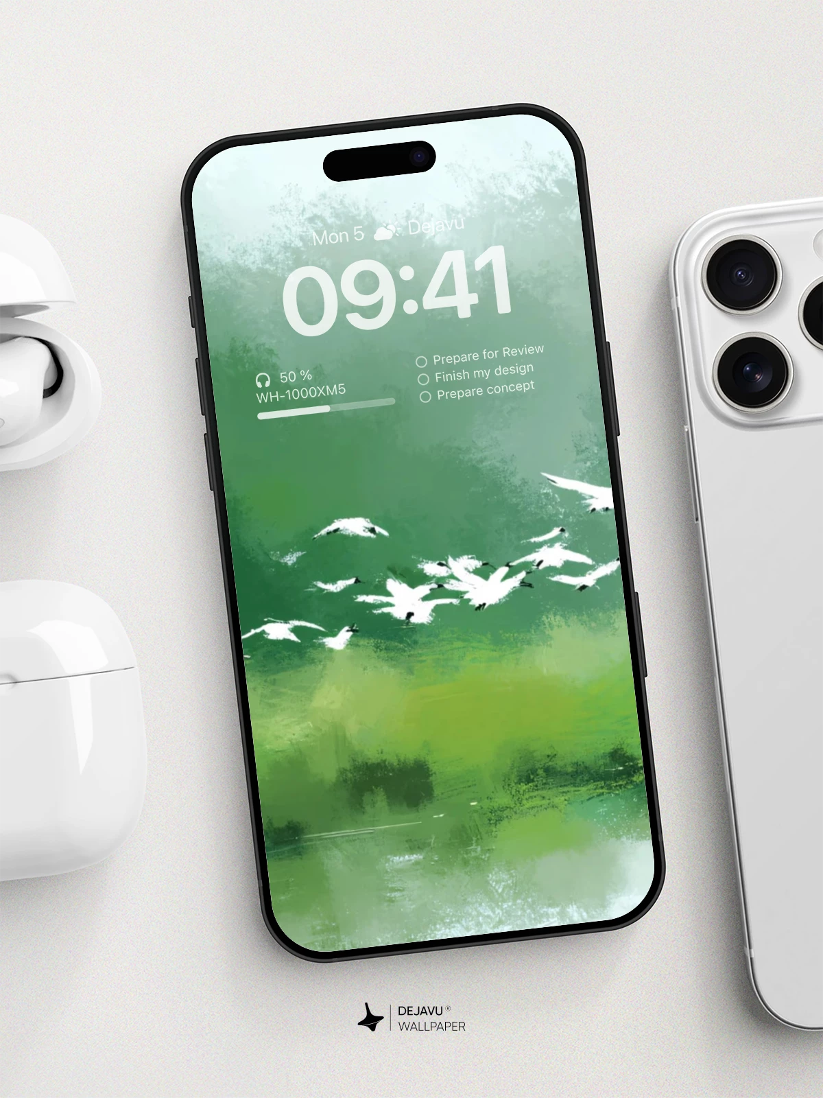 Watercolor Birds in Flight Wallpaper 8K for iPhone and Android