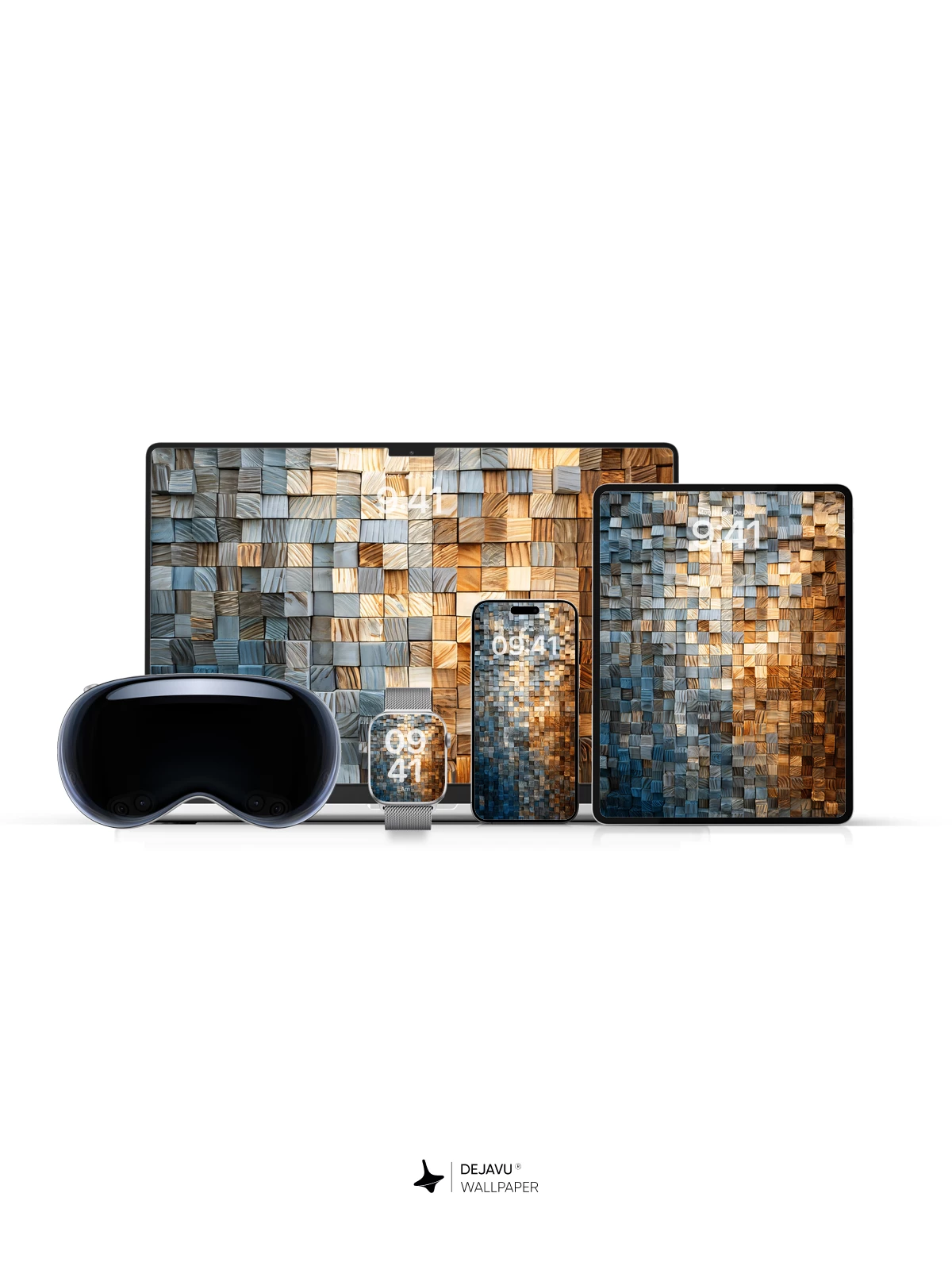 Wood Cube Mosaic Wallpaper 8K for iPhone and Android
