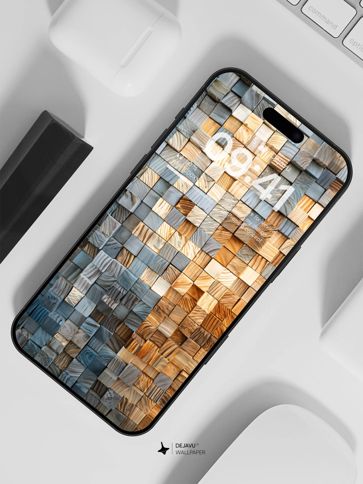 Wood Cube Mosaic Wallpaper 8K for iPhone and Android