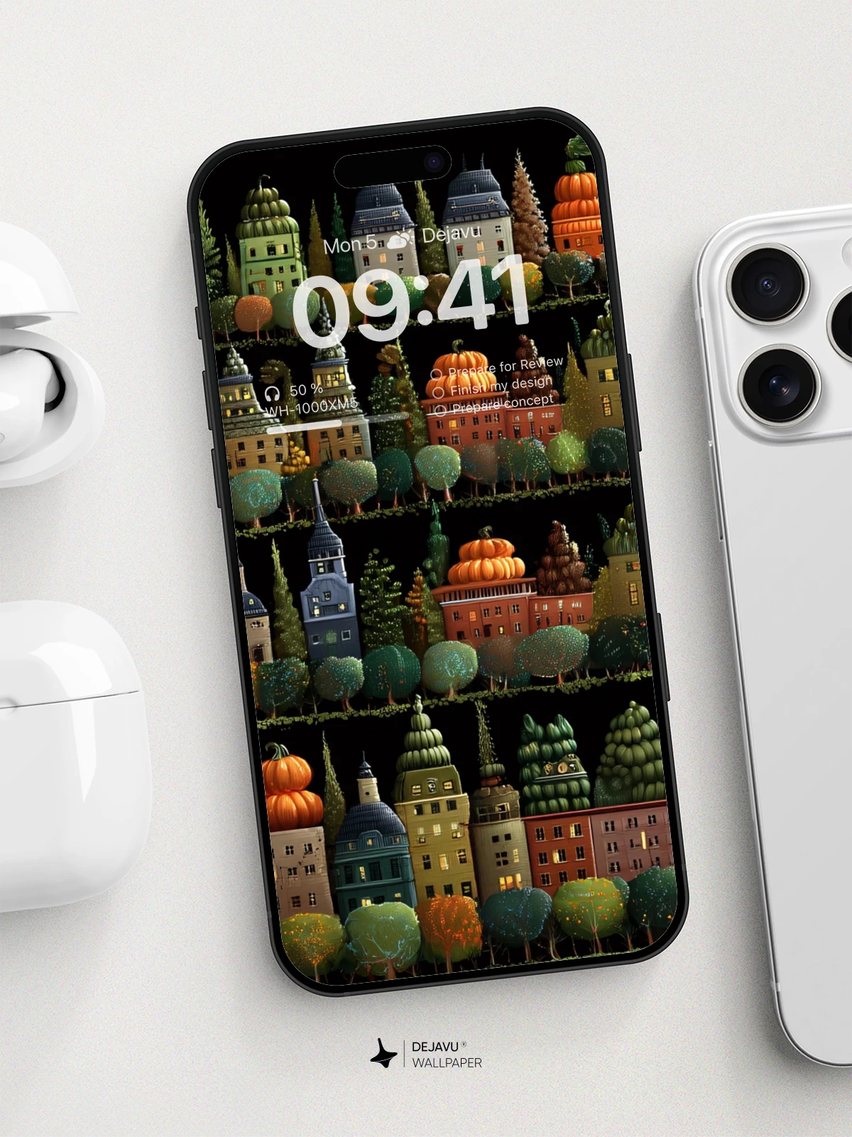Whimsical Pumpkin Village Wallpaper 8K for iPhone and Android