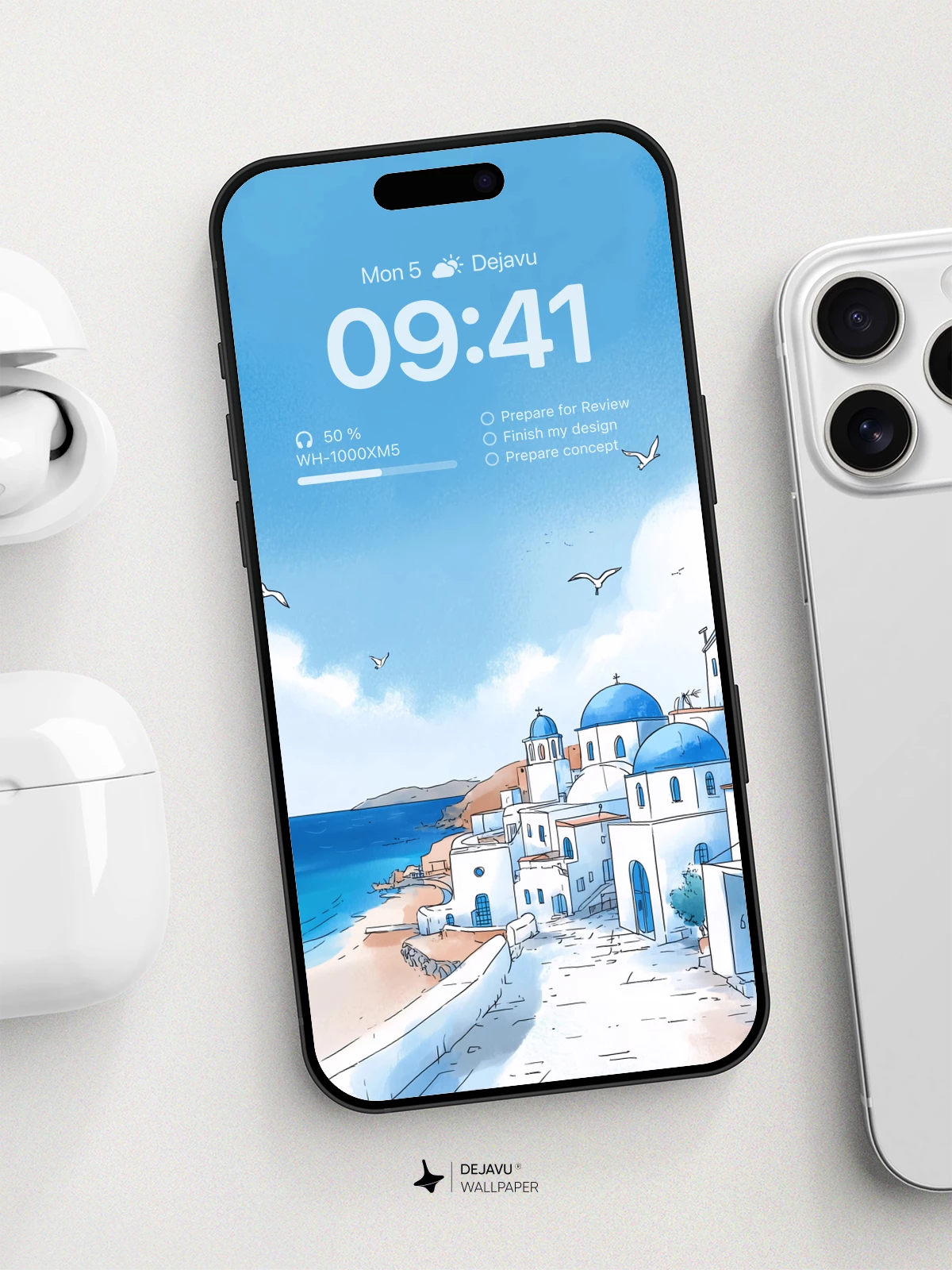 Mediterranean Coastal Village Wallpaper 8K for iPhone and Android