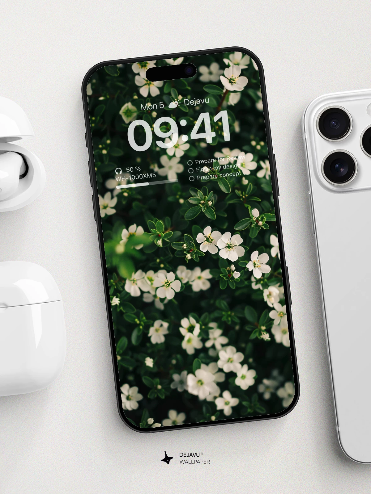 White Blossom Garden Wallpaper 8K for iPhone and Android