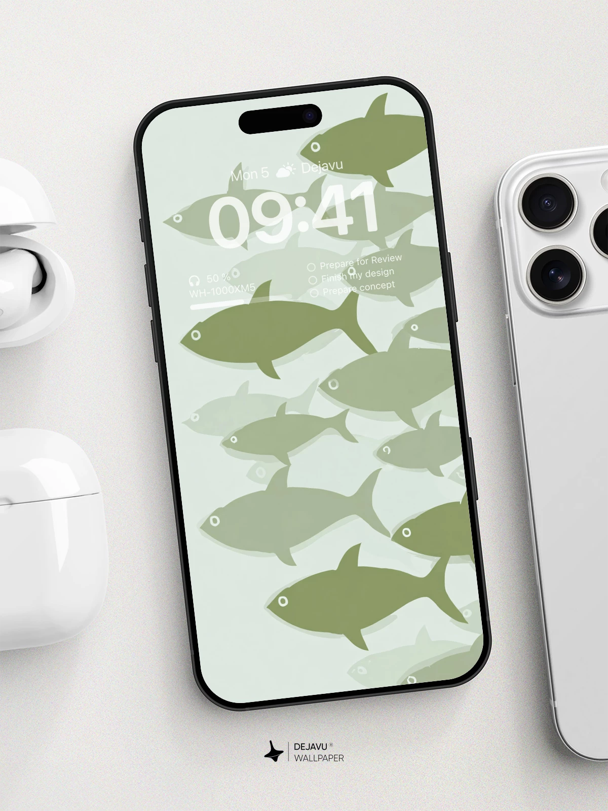 Minimal Fish Swarm Wallpaper 8K for iPhone and Android