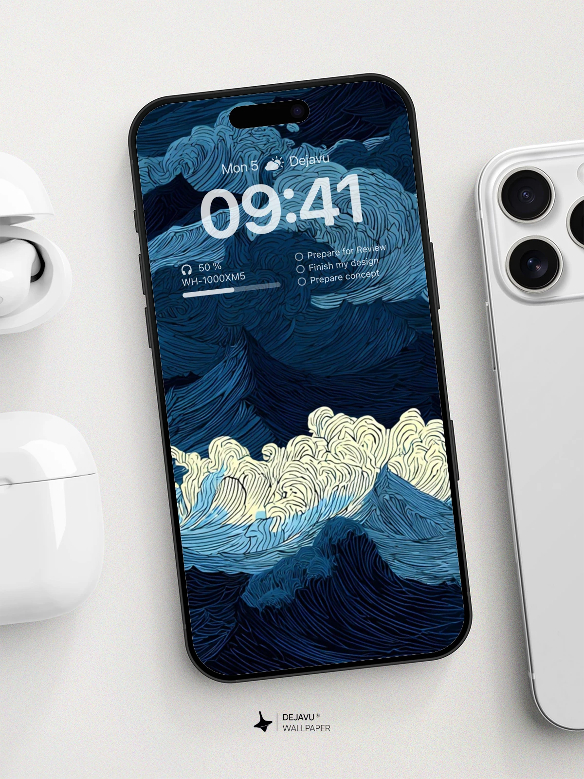 Van Gogh-Inspired Ocean Waves Wallpaper 8K for iPhone and Android